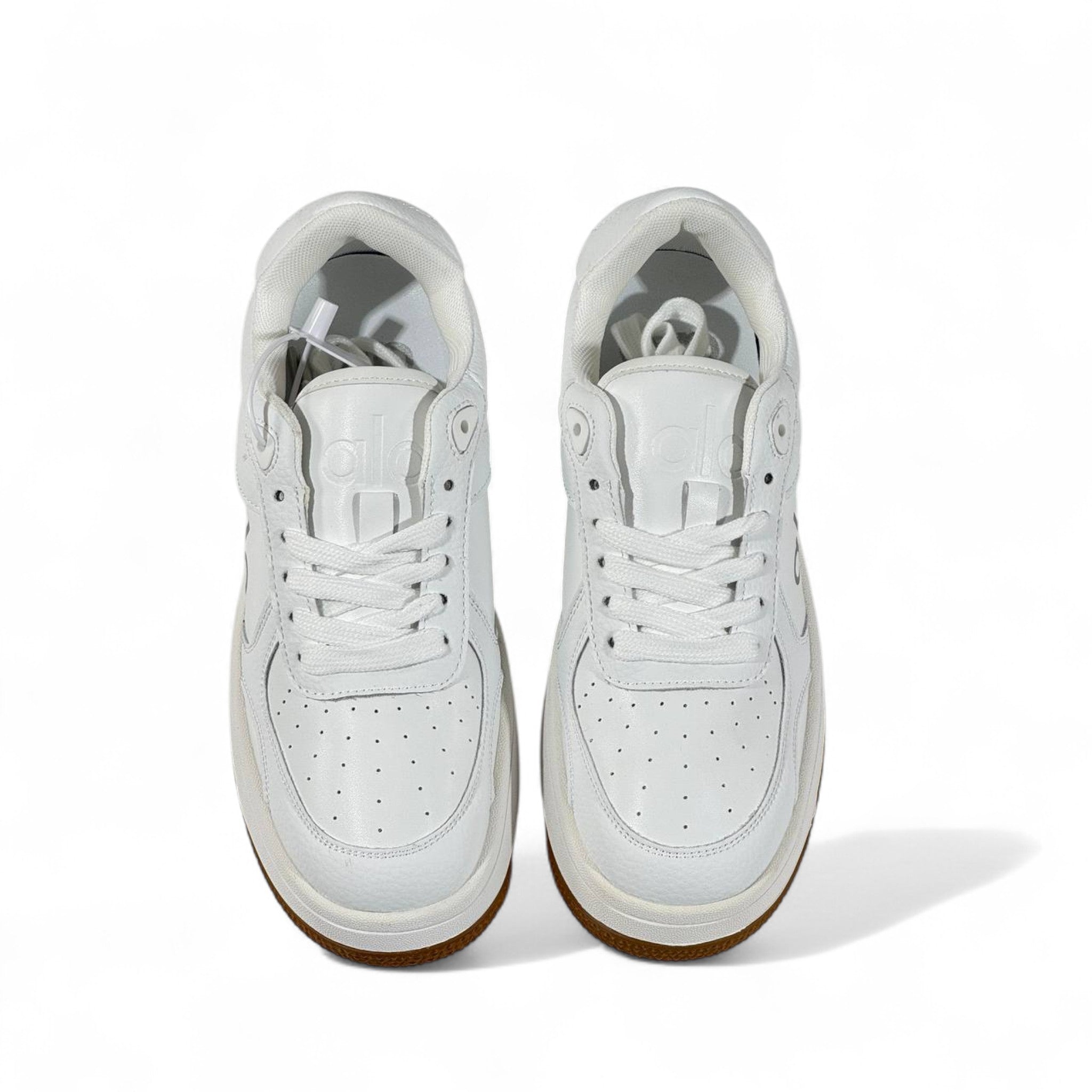 Alo White Leather Sneakers ๐โจ Unisex with Gum Sole