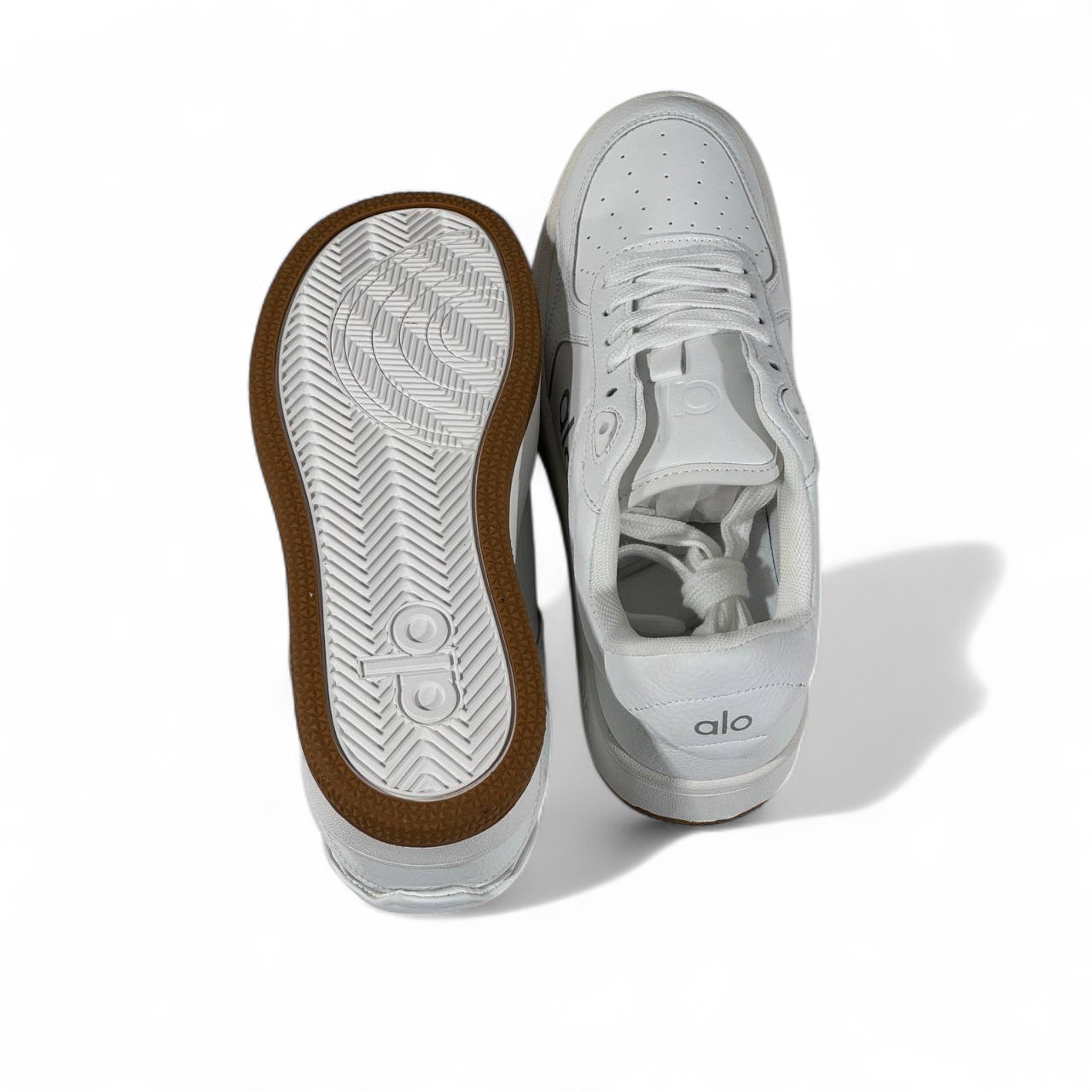 Alo White Leather Sneakers ๐โจ Unisex with Gum Sole