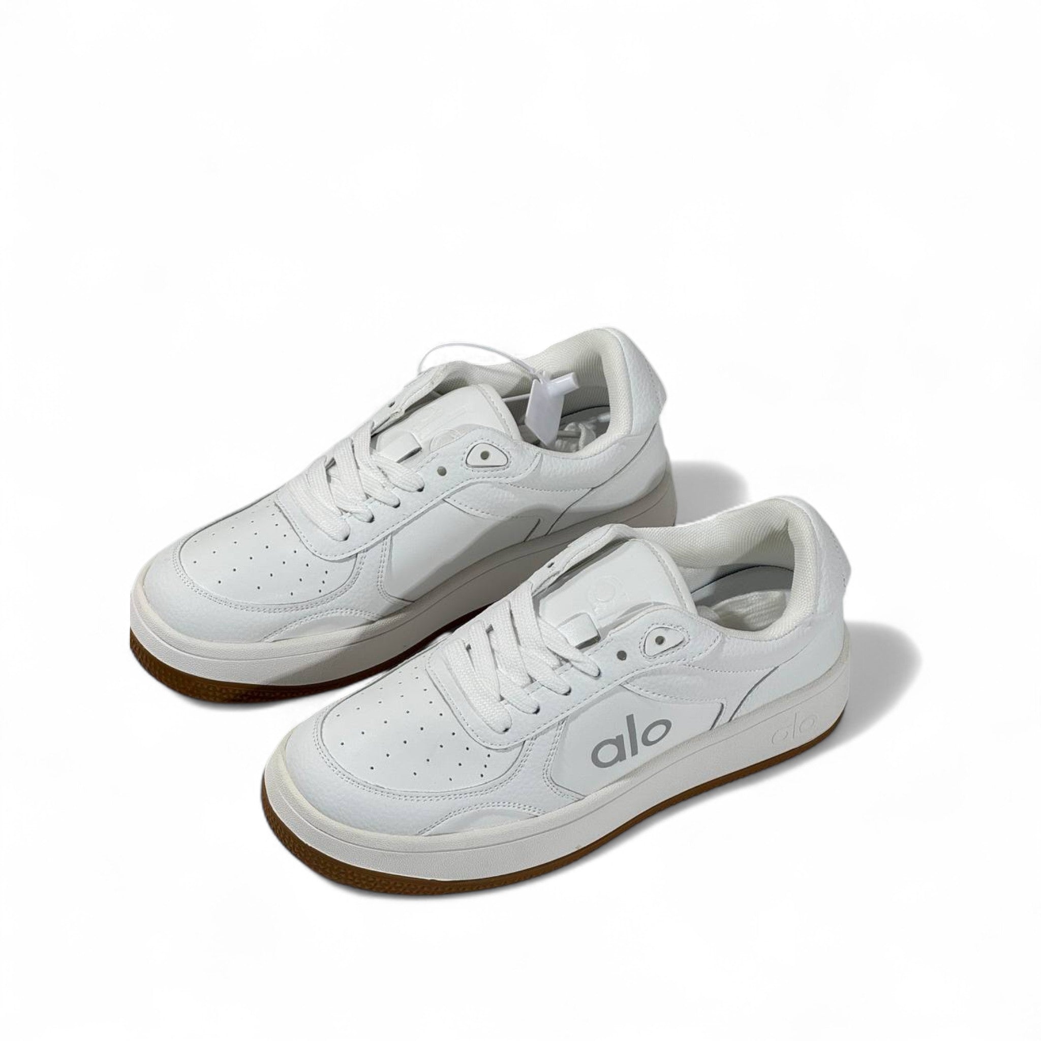 Alo White Leather Sneakers ๐โจ Unisex with Gum Sole