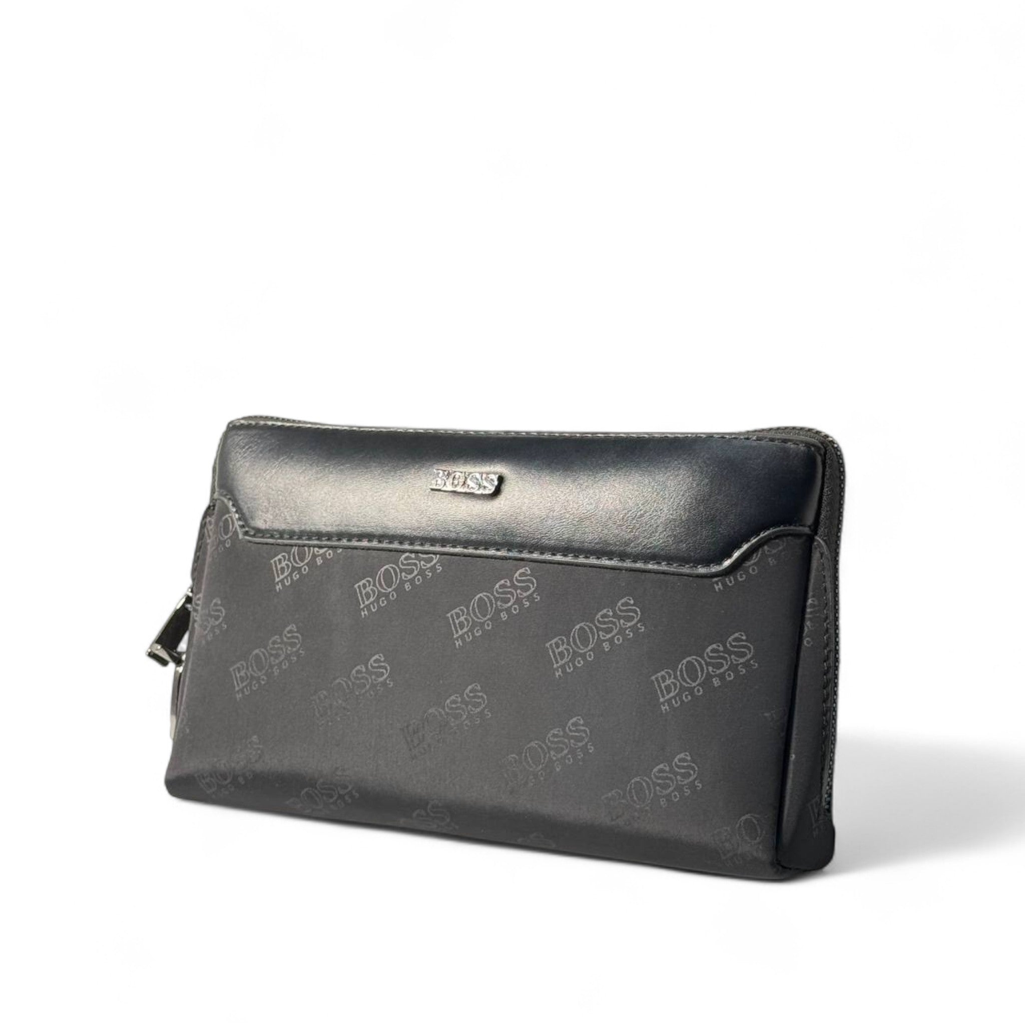 BOSS Embossed Signature Zip Wallet โ Luxe Leather Finish ๐ค๐ผ