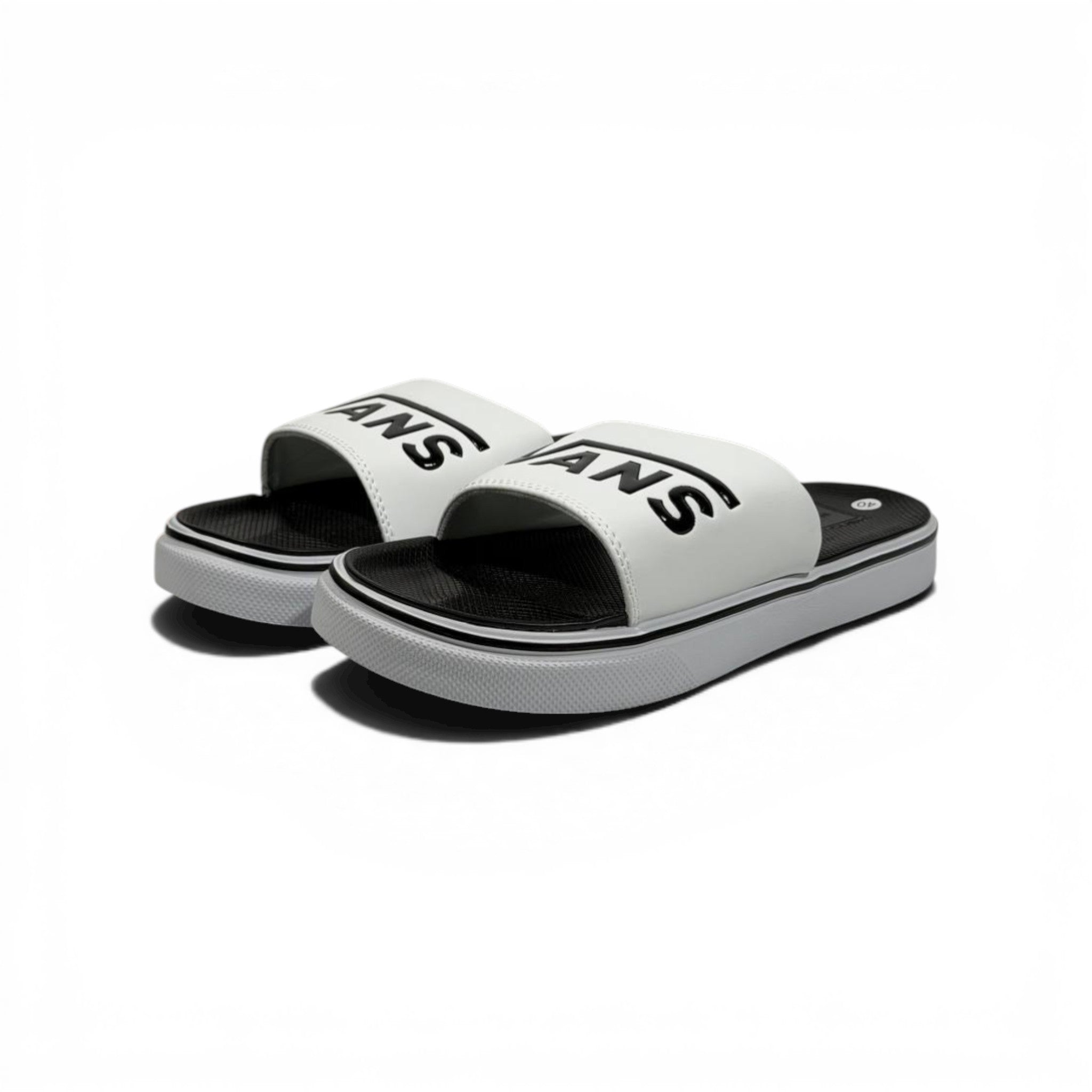 ⚪⚫ Vans Classic Slides – White & Black Essential Edition