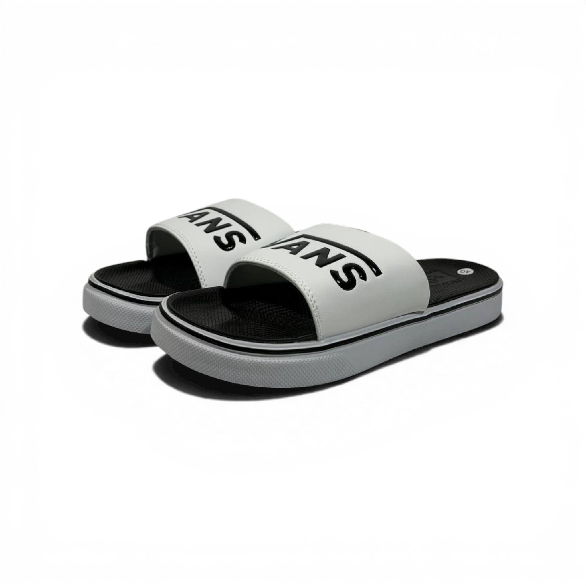 ⚪⚫ Vans Classic Slides – White & Black Essential Edition