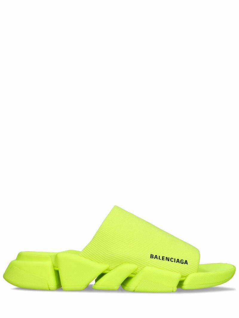 Balenciaga Neon Green Knit Slide Sandals – Bold Luxury Comfort 💚✨