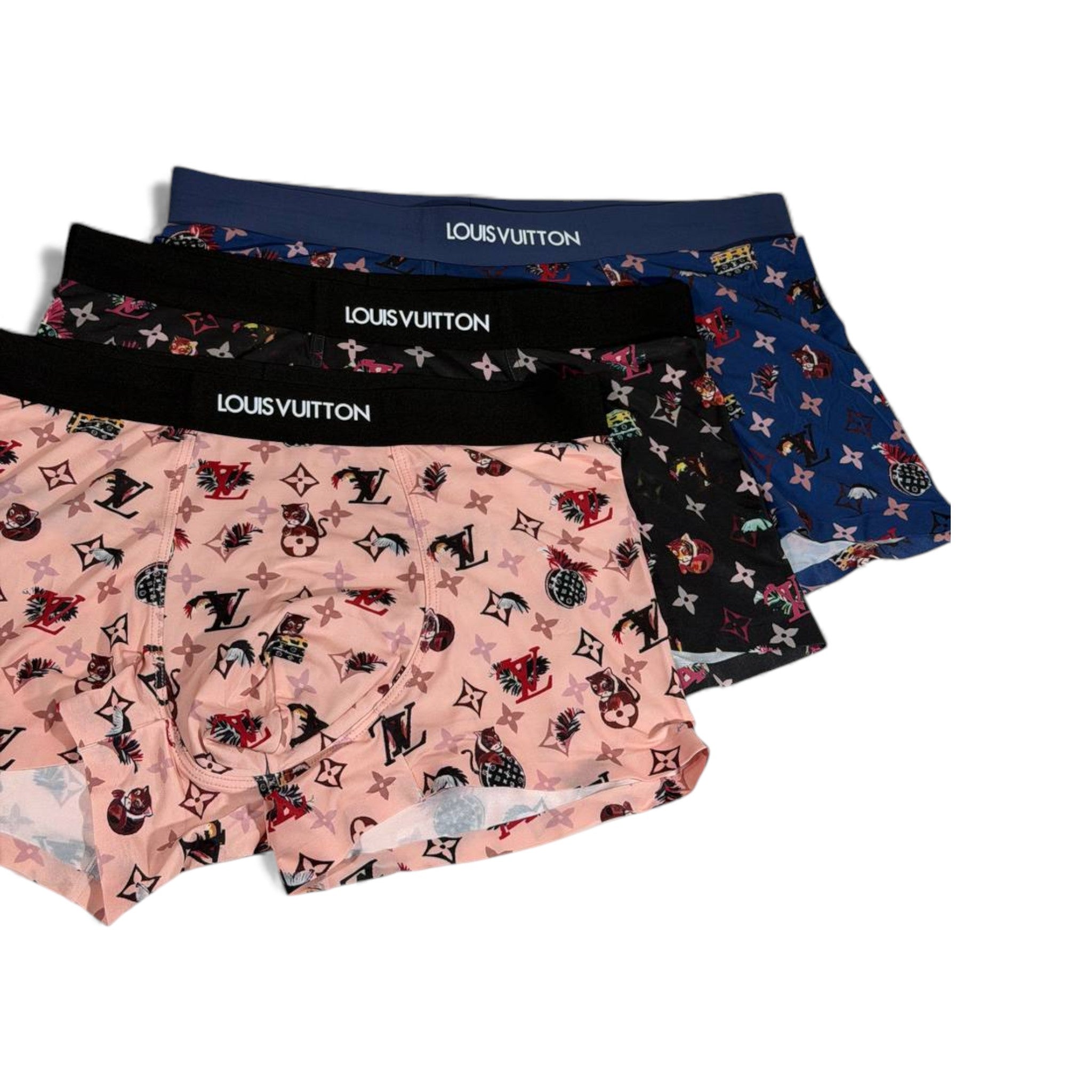 Louis Vuitton Men’s Printed Boxer Set – 3 Pieces | Soft Stretch & Bold Designer Style 🩳🔥