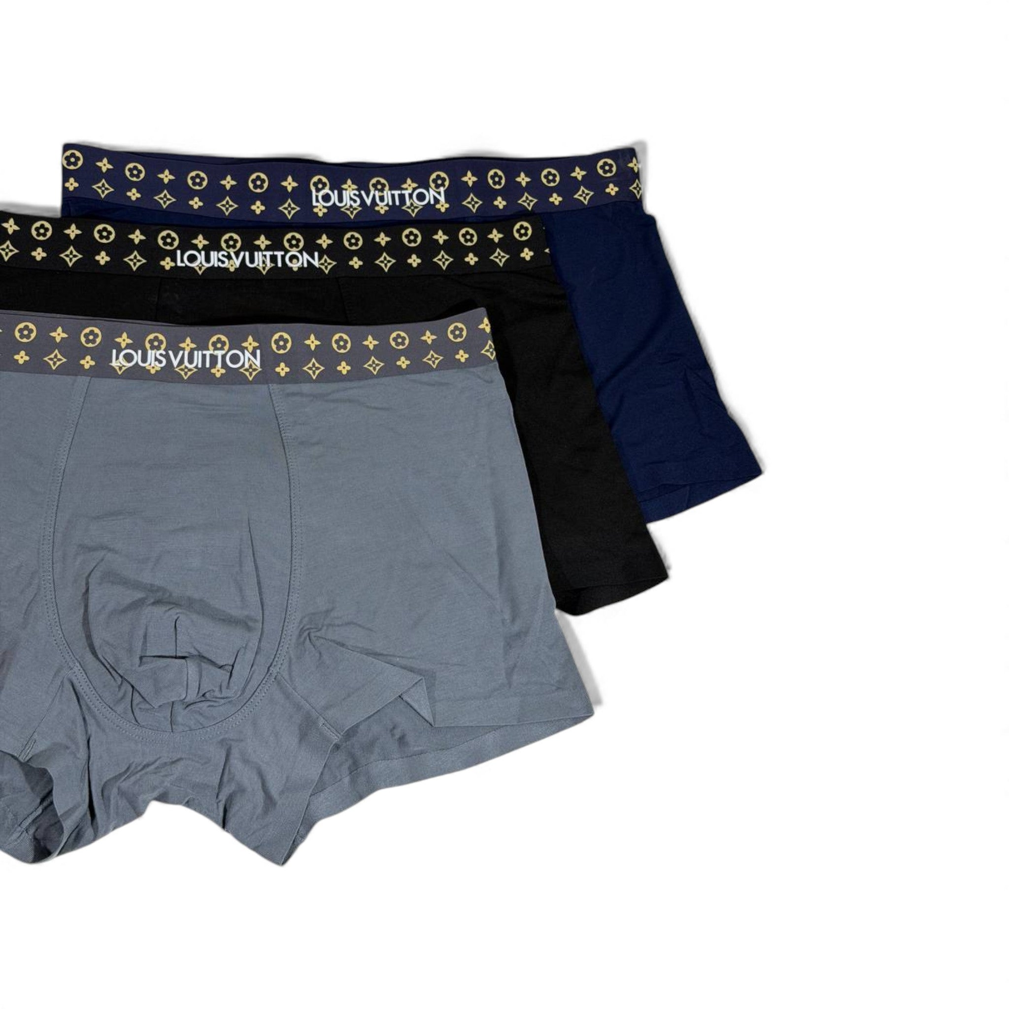 Louis Vuitton Men’s Monogram Waistband Boxer Set – 3 Pieces | Premium Soft Stretch 🩳💛