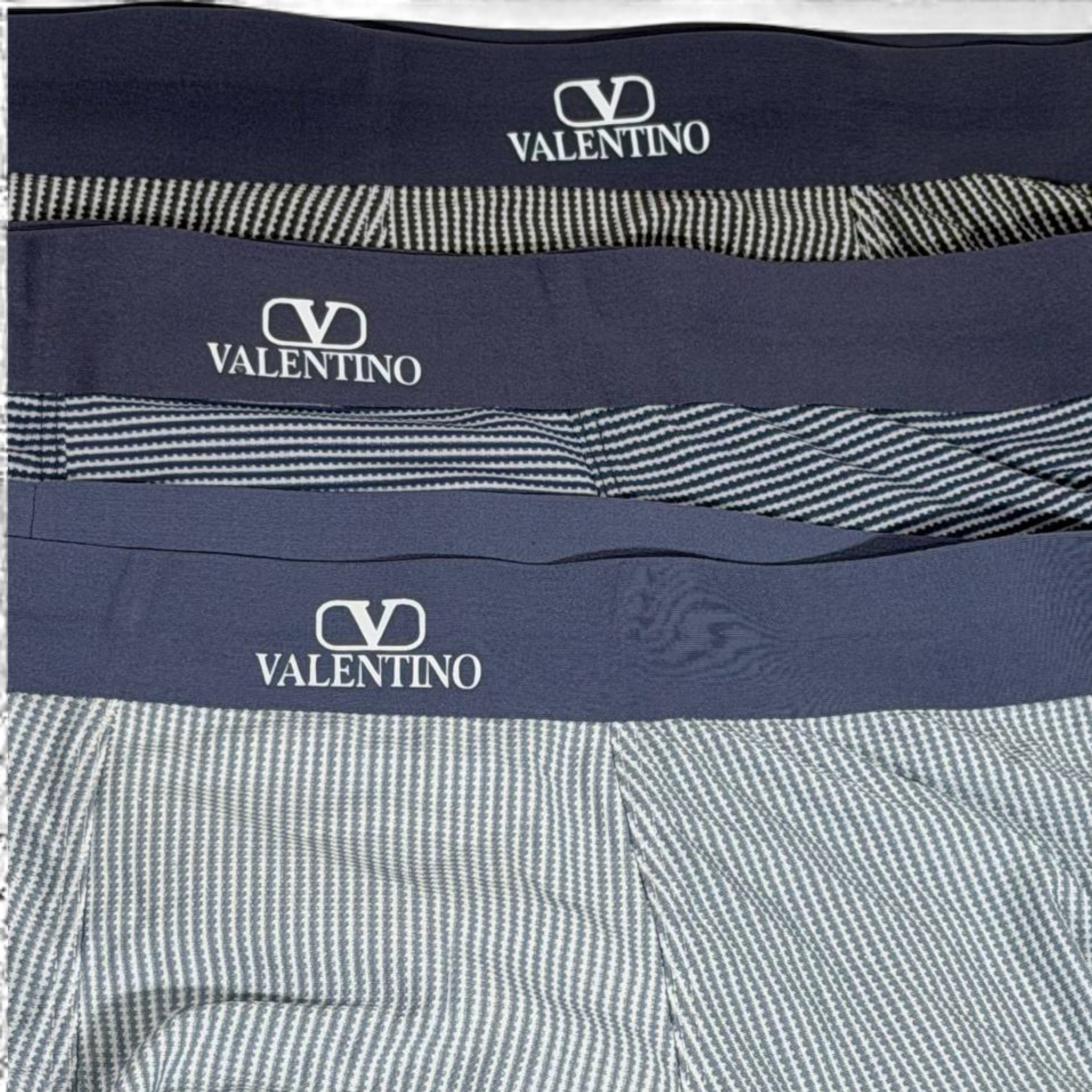 Valentino Men’s Striped Boxer Set – 3 Pieces | Premium Soft Comfort & Elegant Fit 🩳💙