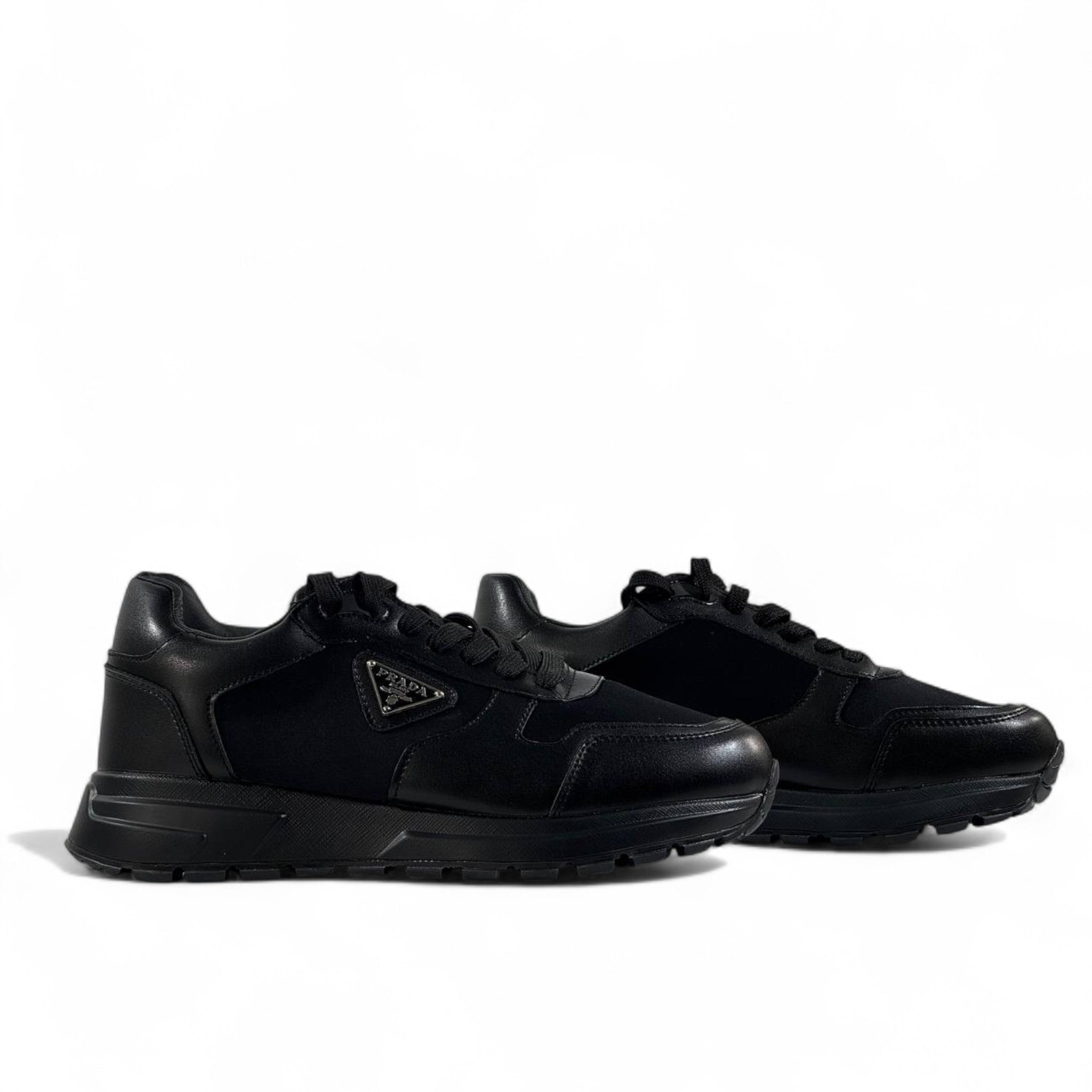 Prada Classic Nylon & Leather Sneakers โ Triple Black Elegance ๐ค๐