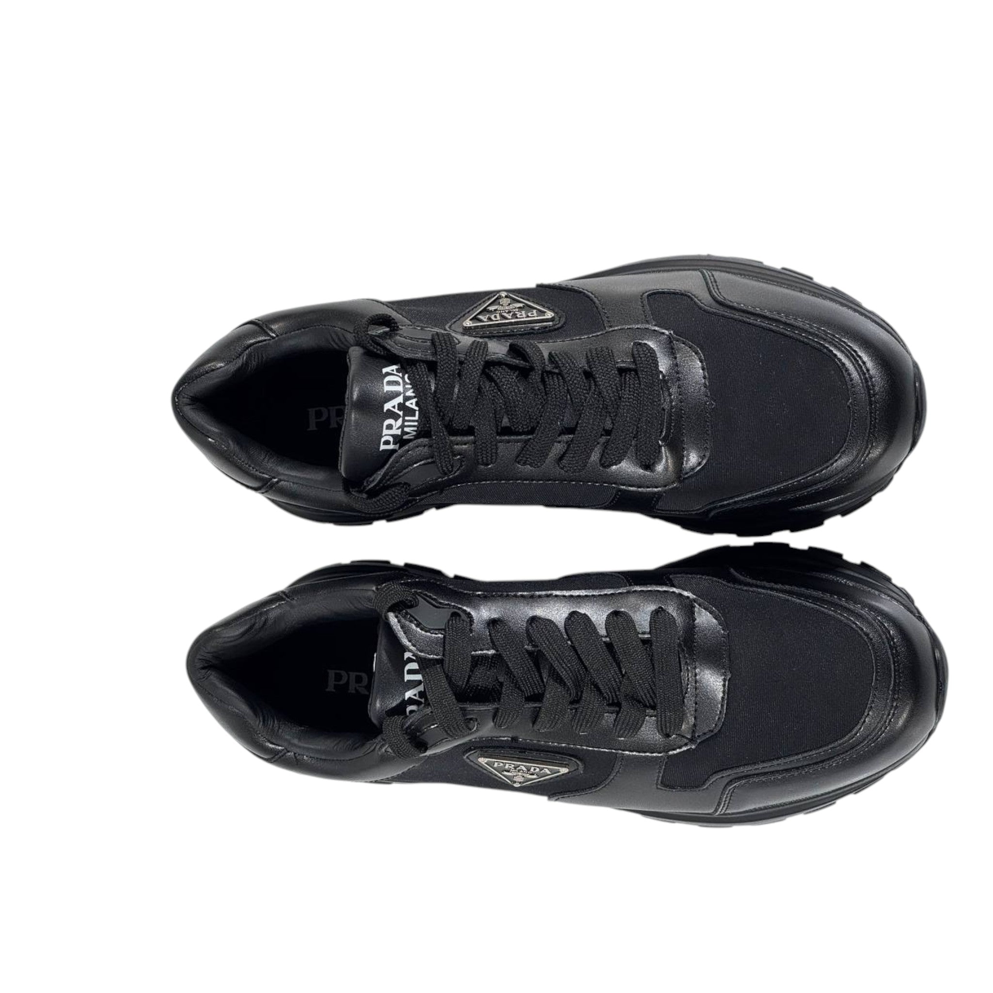Prada Classic Nylon & Leather Sneakers โ Triple Black Elegance ๐ค๐