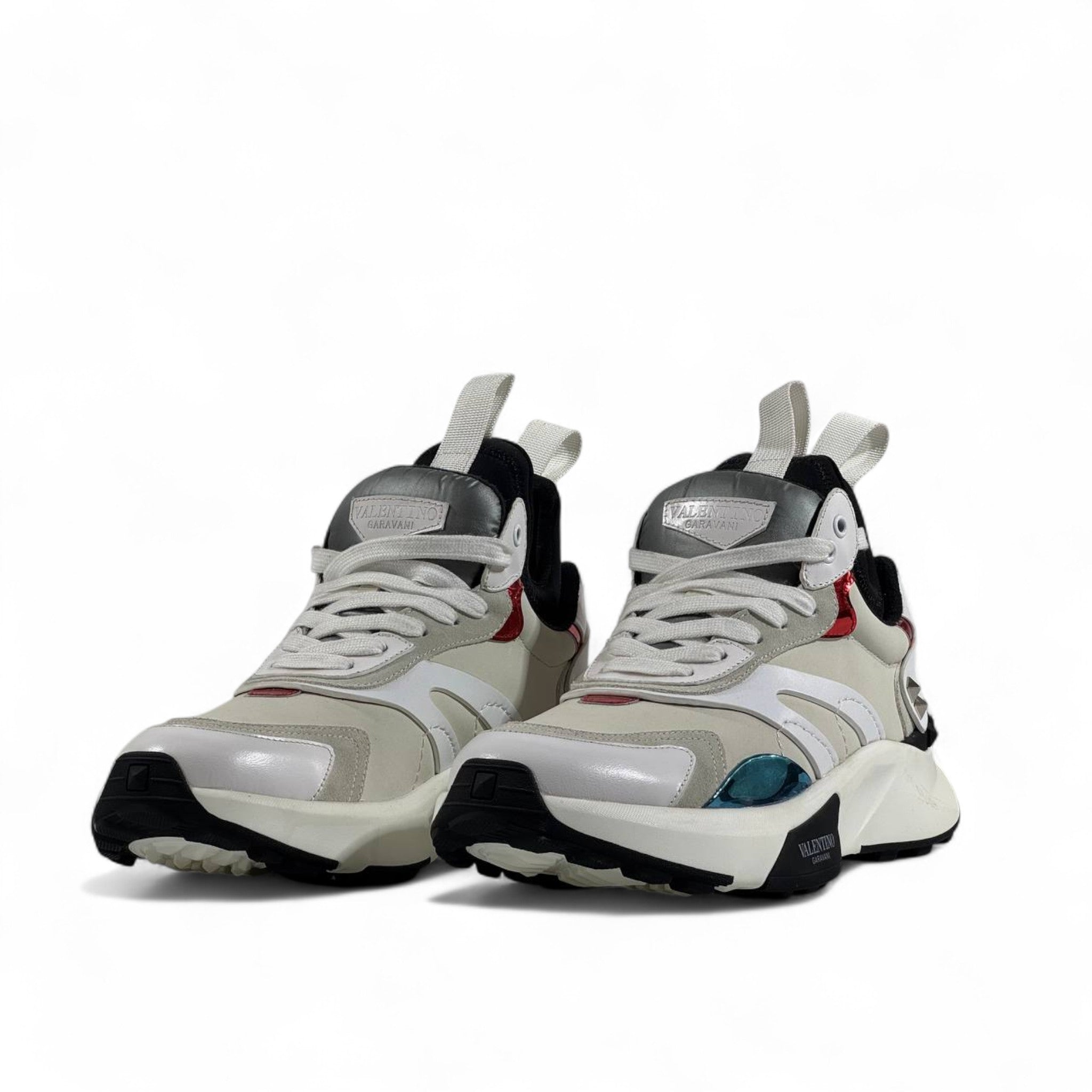 Valentino Garavani Bounce Sneakers – White & Multicolor Luxe ⚡🤍