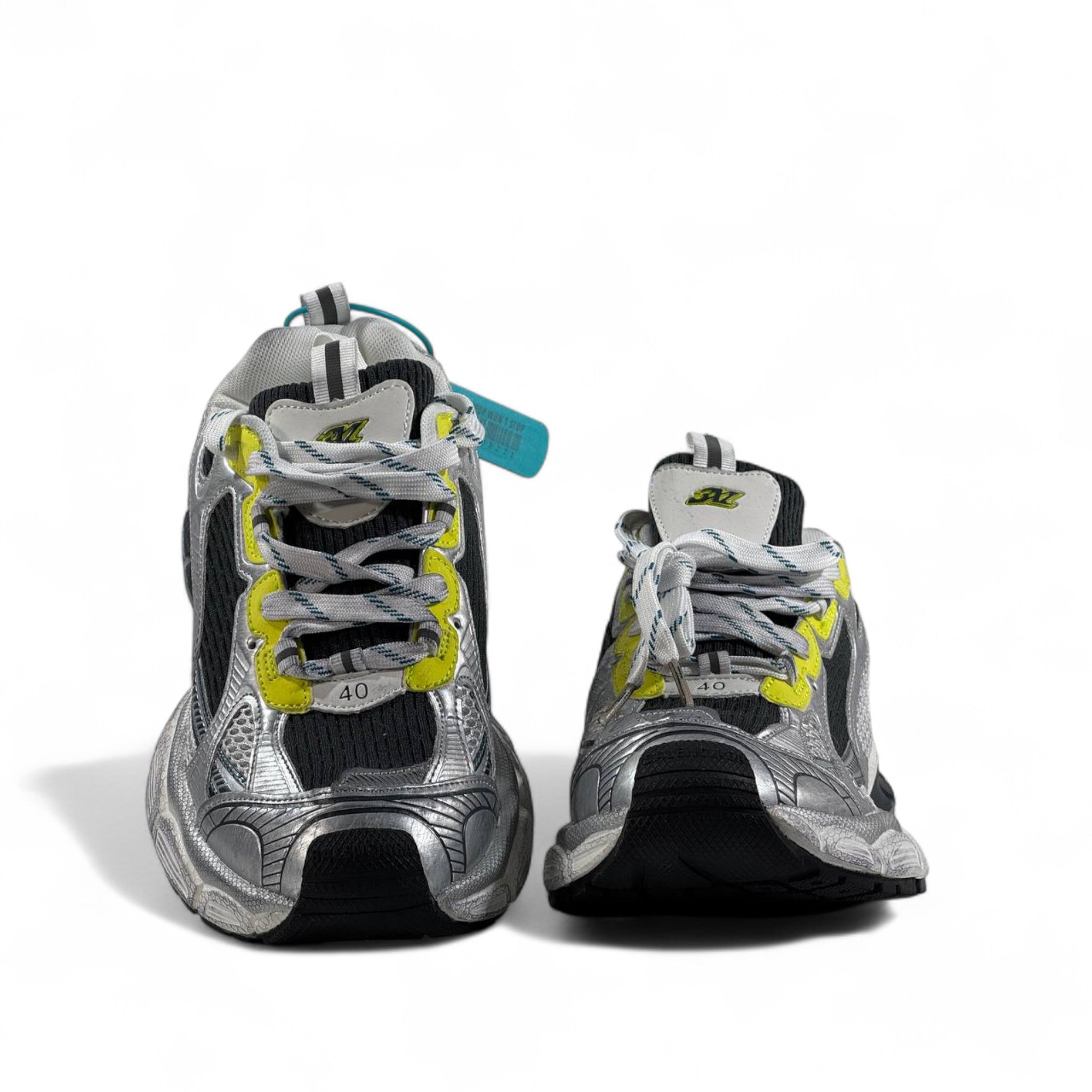 Balenciaga 3XL Sneakers – Silver & Neon Power Run ⚡👟