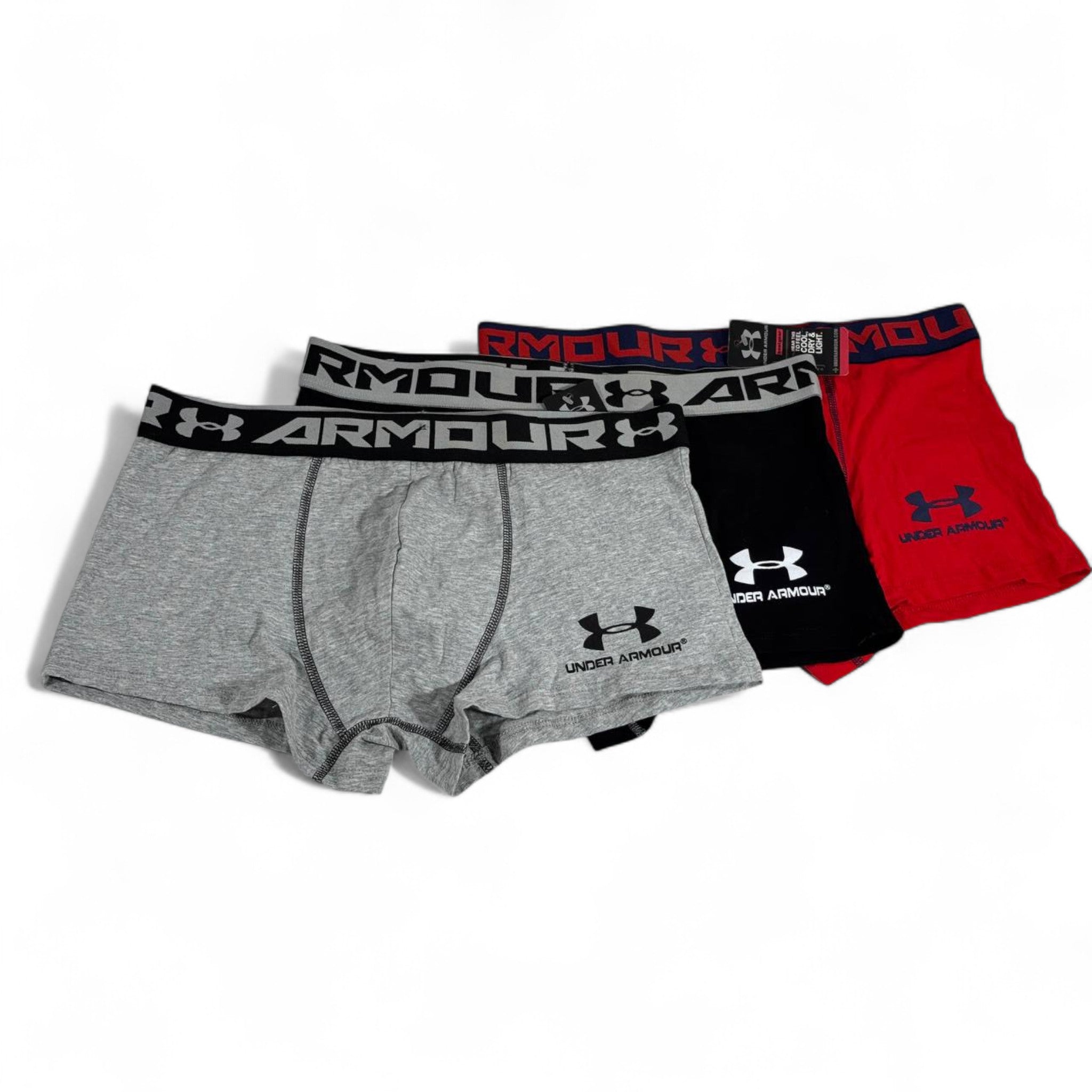 Under Armour Men’s Boxer Briefs – 3 Pack (Grey, Black & Red) 🖤🔥