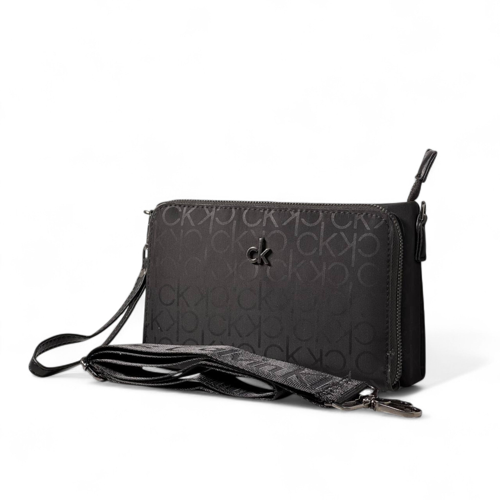 🖤 Calvin Klein Monogram Crossbody Clutch – Convertible Style with Signature CK Charm ✨