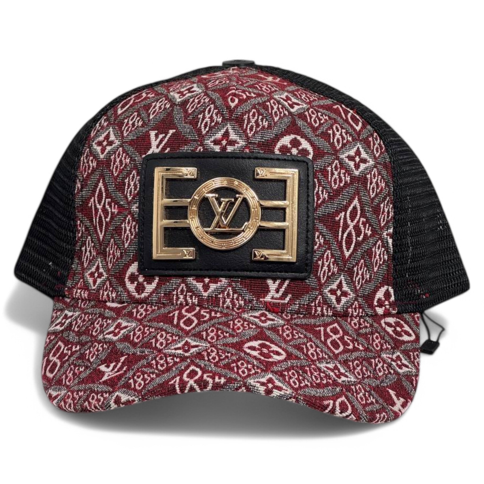 Luxury LV Monogram Trucker Cap – Red & Black Mesh Snapback
