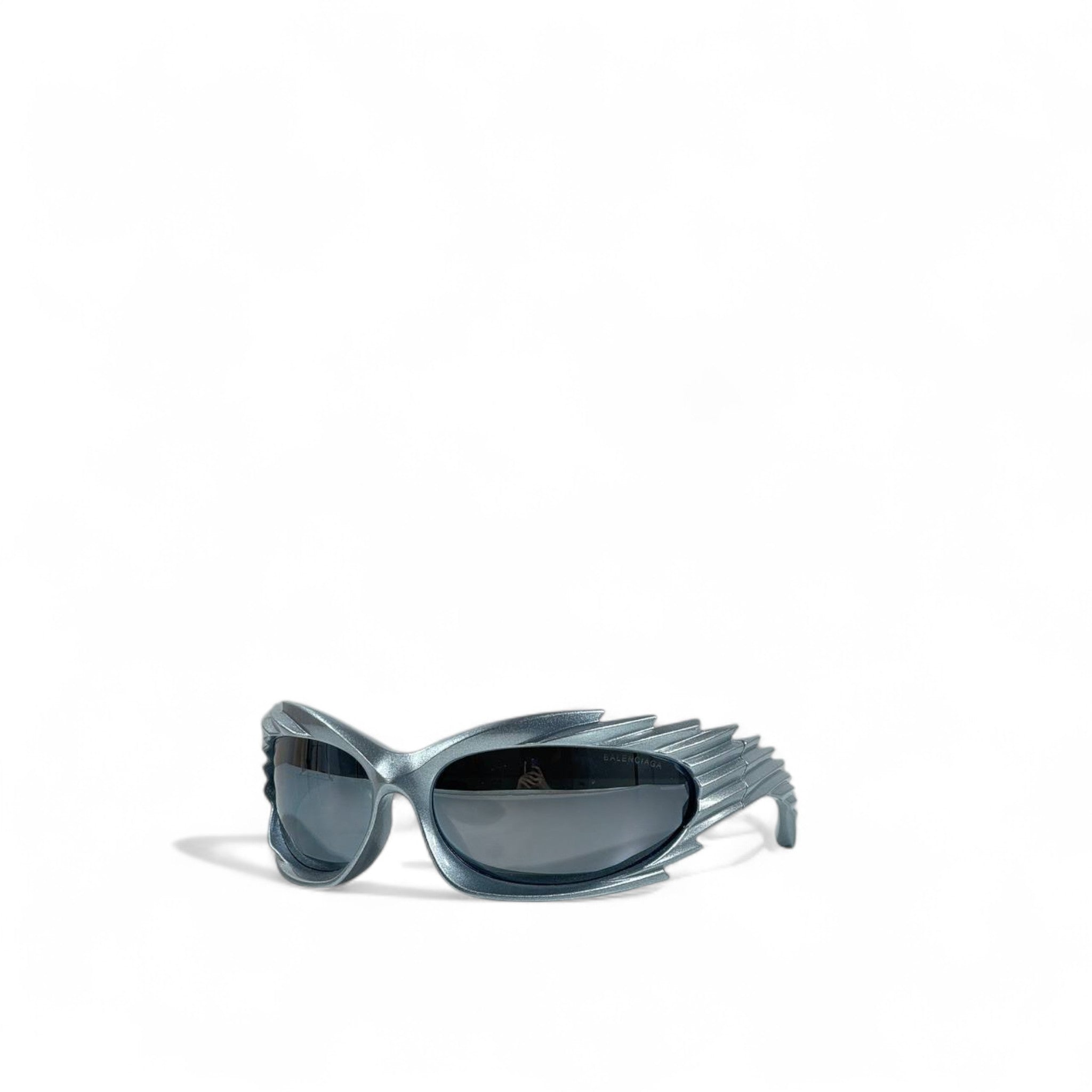 🕶️ Balenciaga Futuristic Winged Sunglasses – Metallic Blue ✨