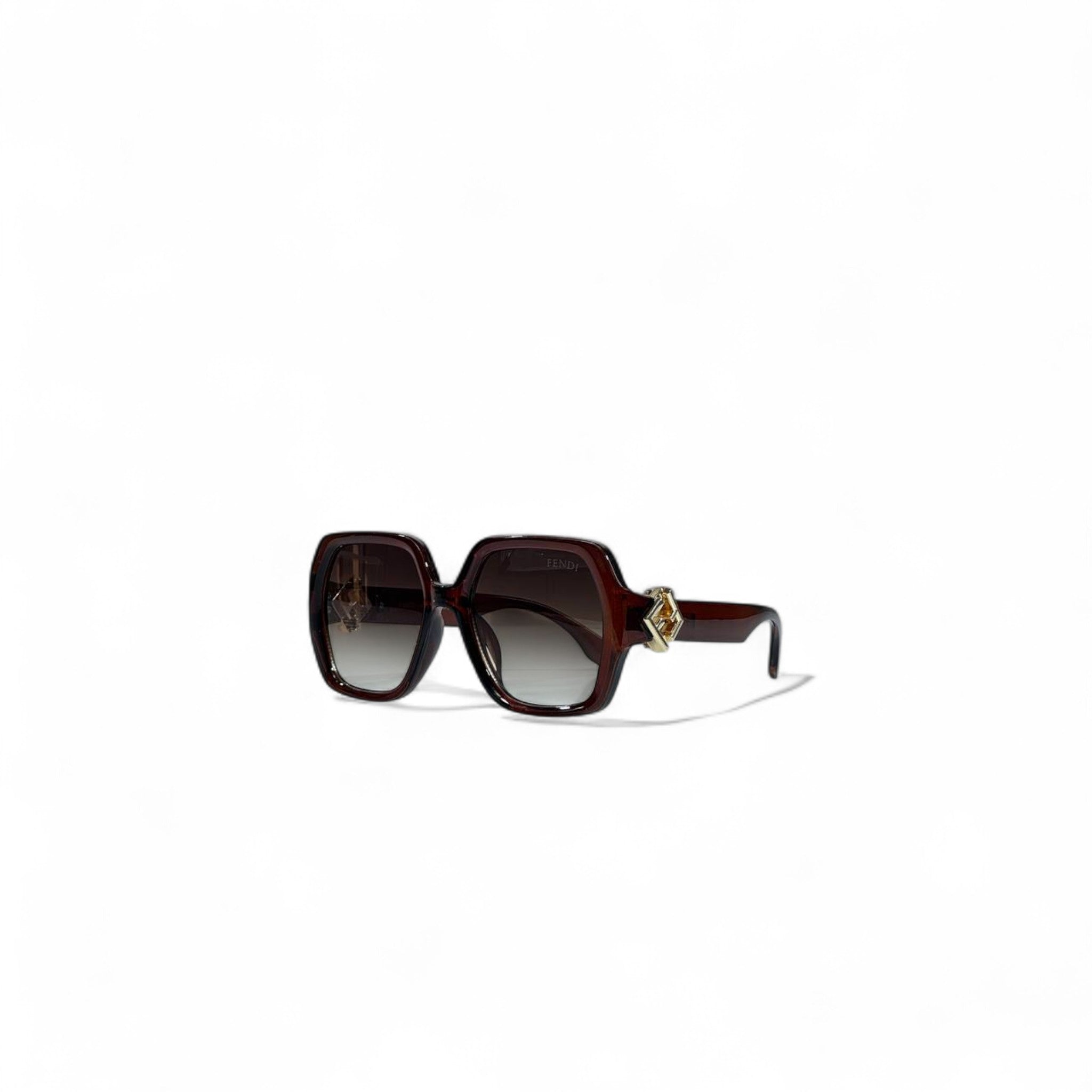 🍷 Fendi Oversized Square Sunglasses – Burgundy & Gold Luxury 🕶️✨