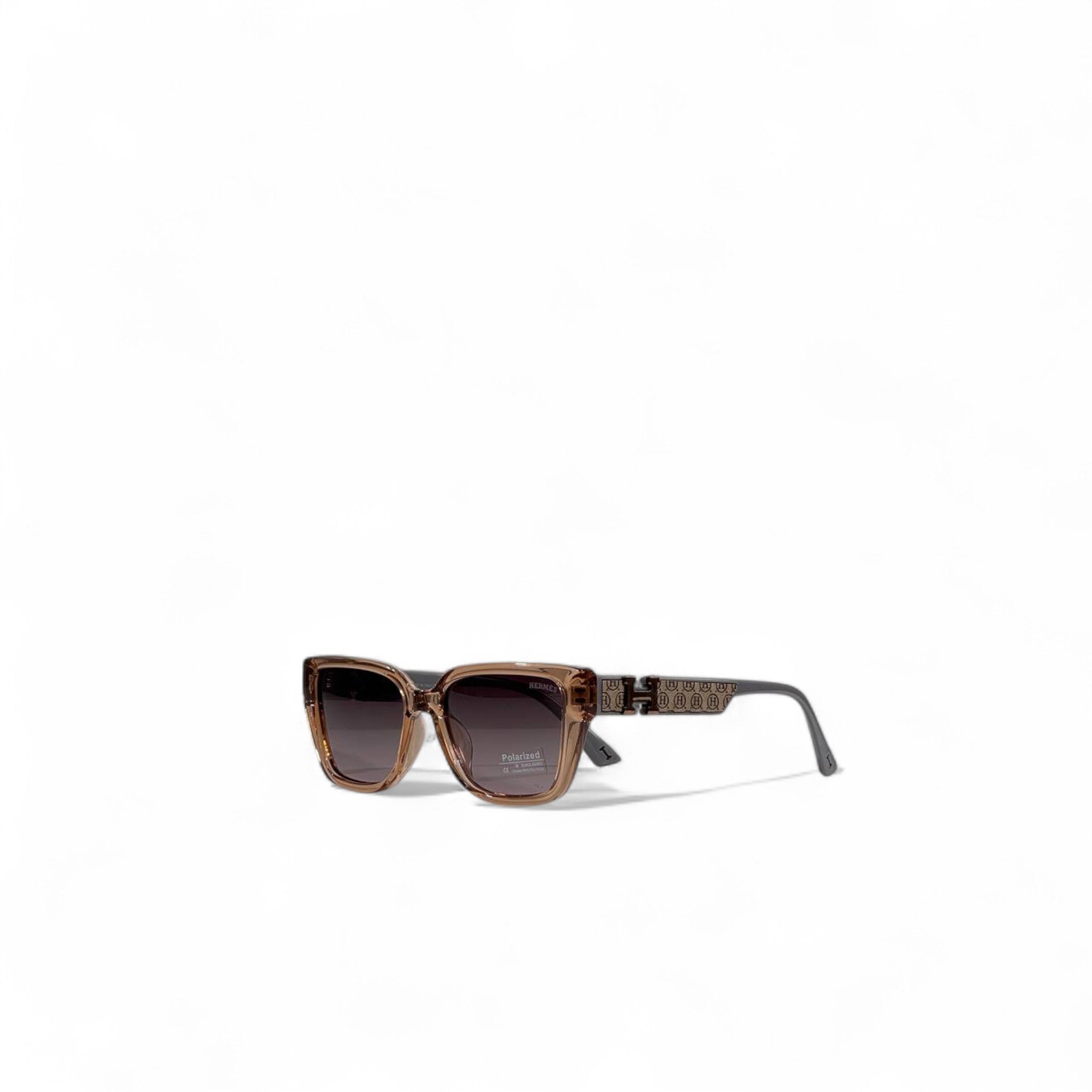 🧡 Hermès Square Sunglasses – Brown Transparent & Polarized Luxury 🕶️✨