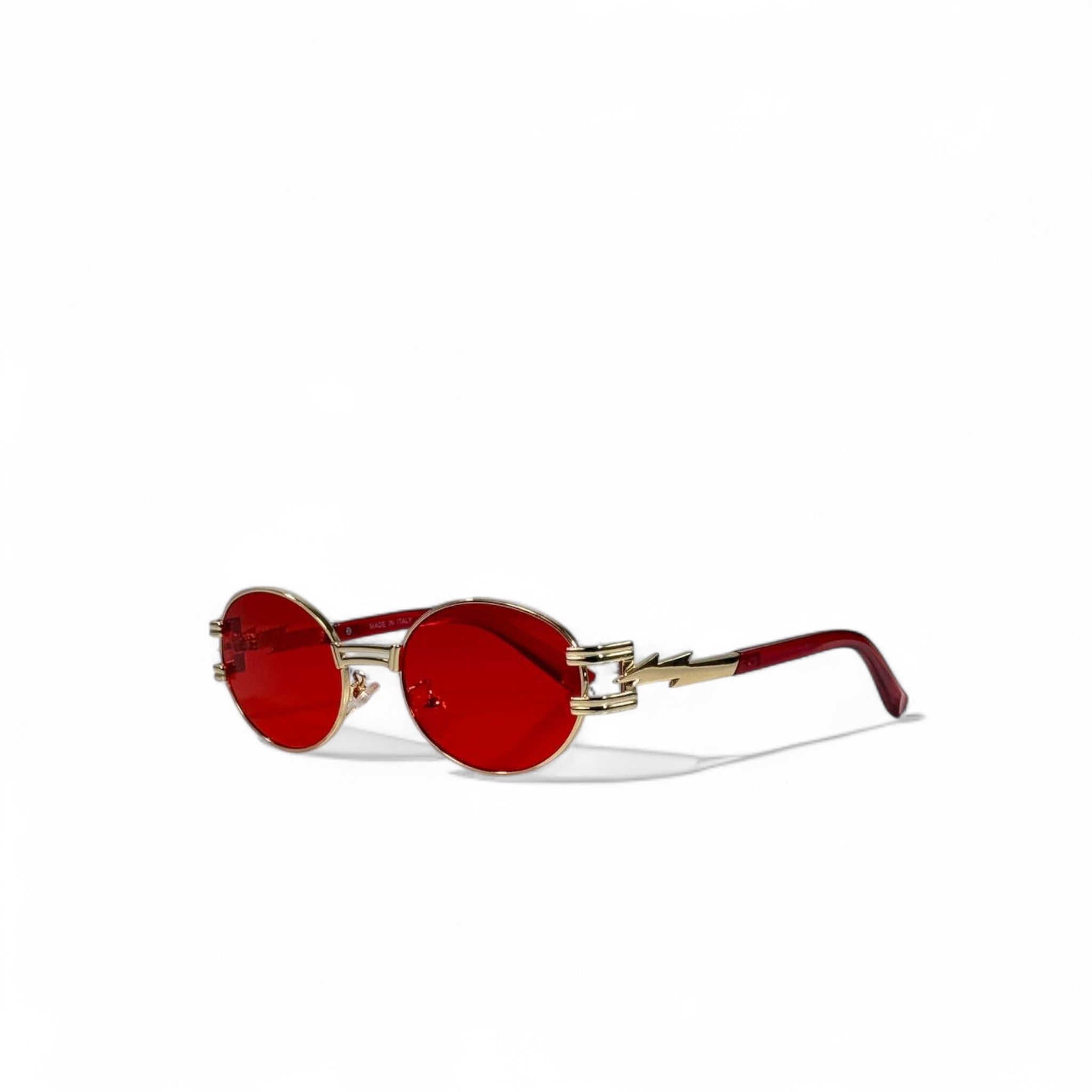🔥 Red Oval Sunglasses – Lightning Bolt Edition ⚡