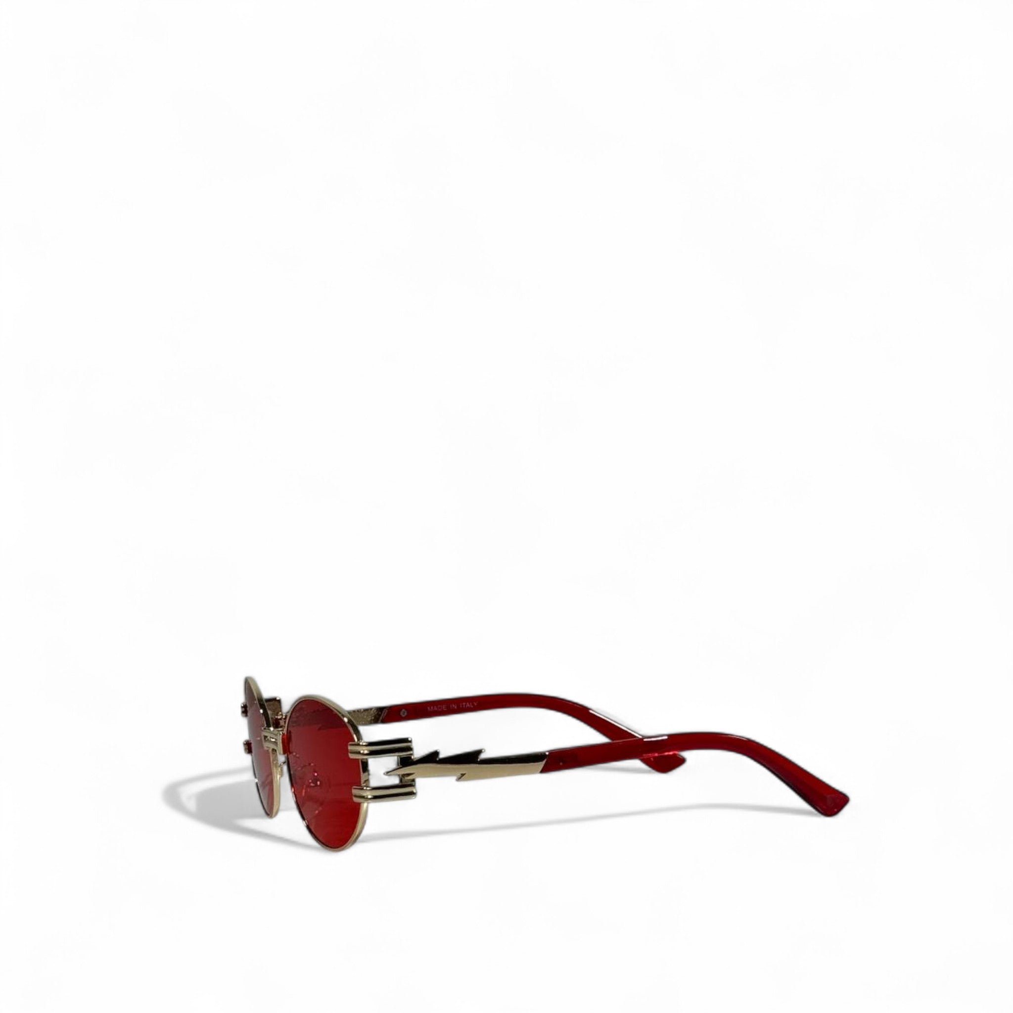 🔥 Red Oval Sunglasses – Lightning Bolt Edition ⚡