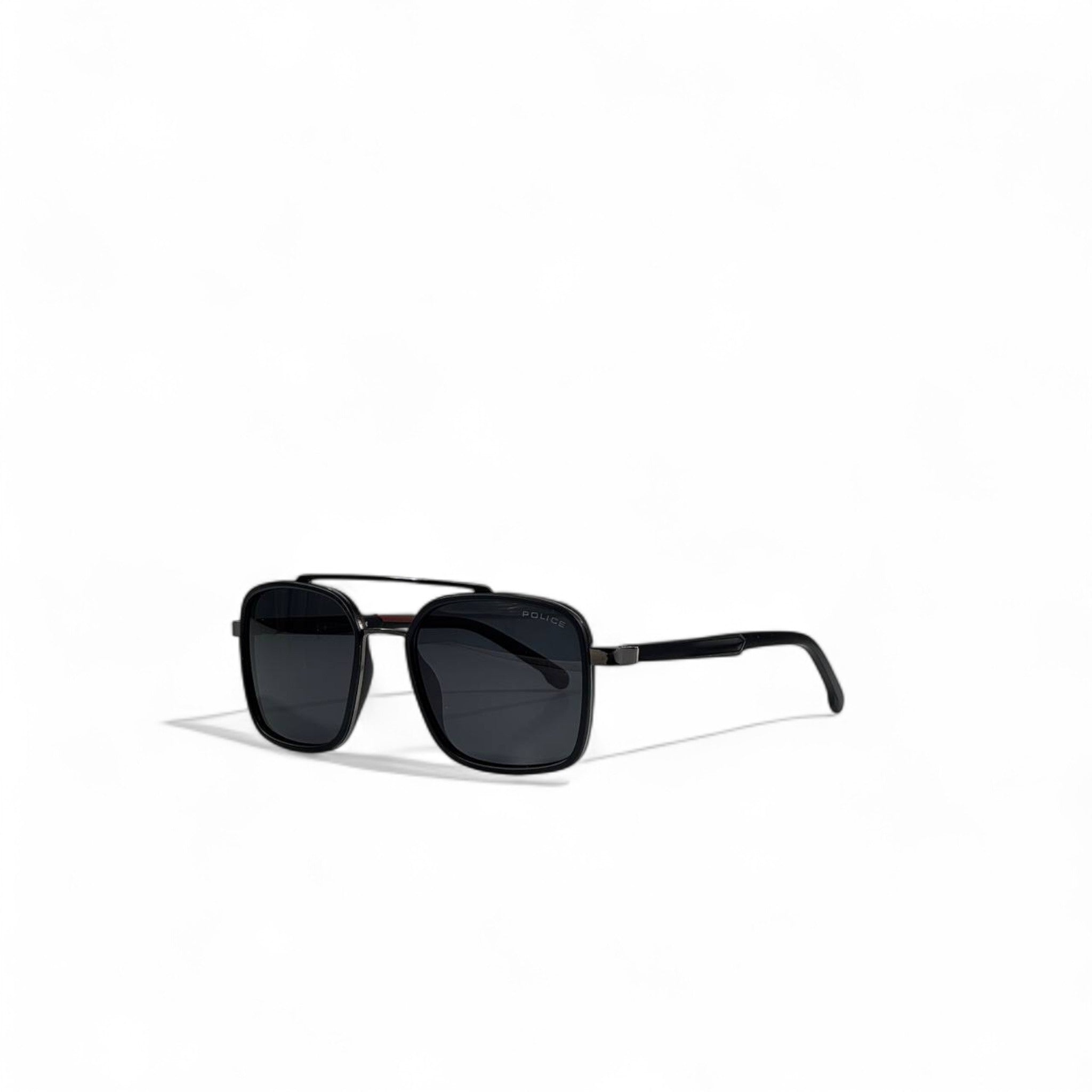🕶️ Police Square Aviator Sunglasses – Sleek Black Minimalism