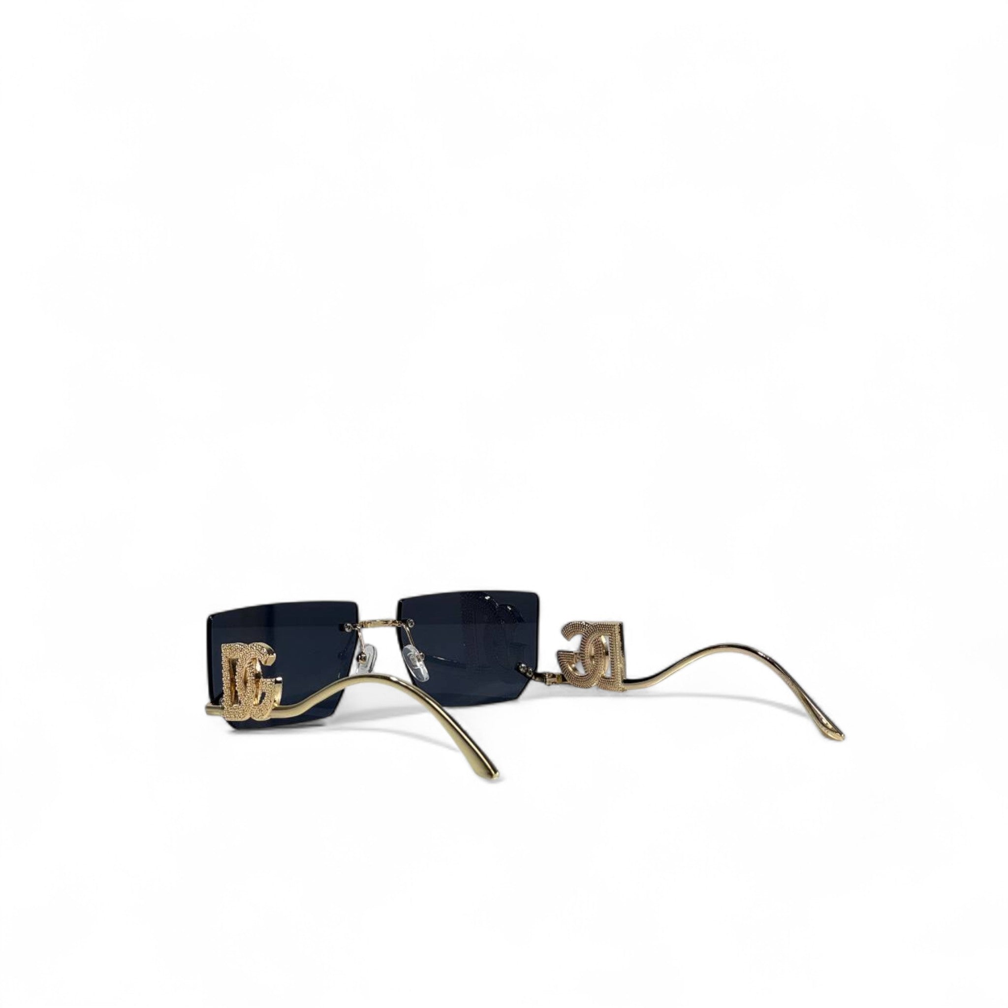 ✨ Dolce & Gabbana Luxury Rimless Sunglasses – Gold Frame & Crystal DG