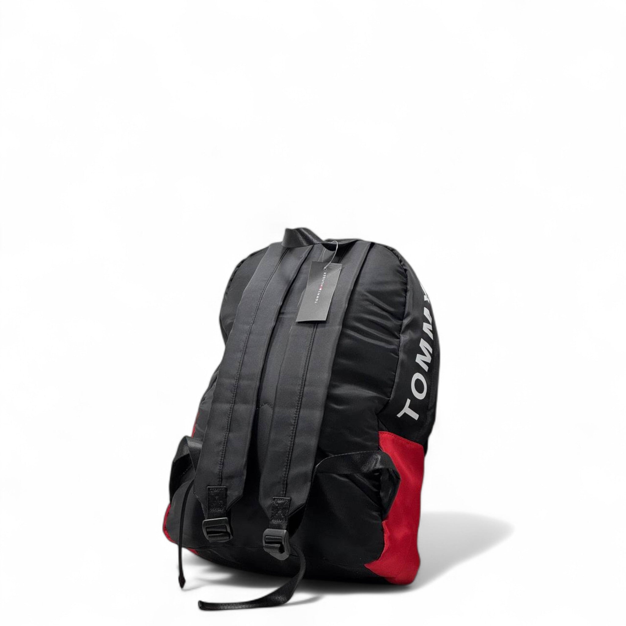 Tommy Hilfiger Colorblock Backpack 🎒 – Red & White Stripe Sport Edition