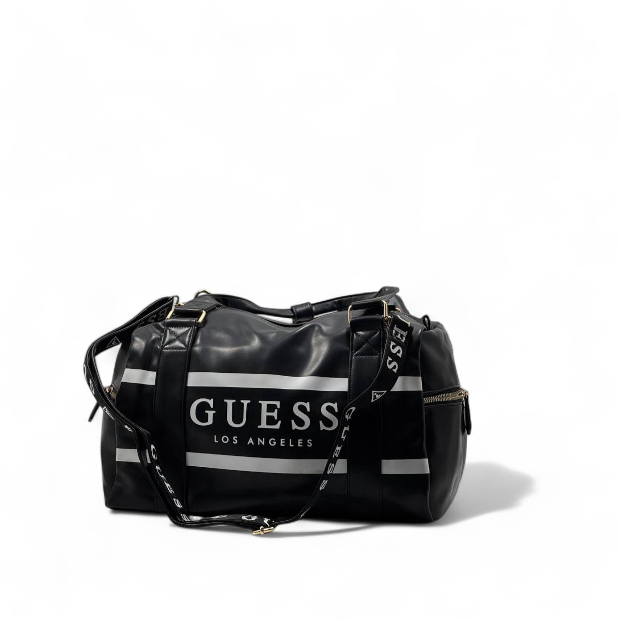 GUESS Los Angeles Duffel Bag 🧳 – Black Faux Leather Gym & Travel Essential