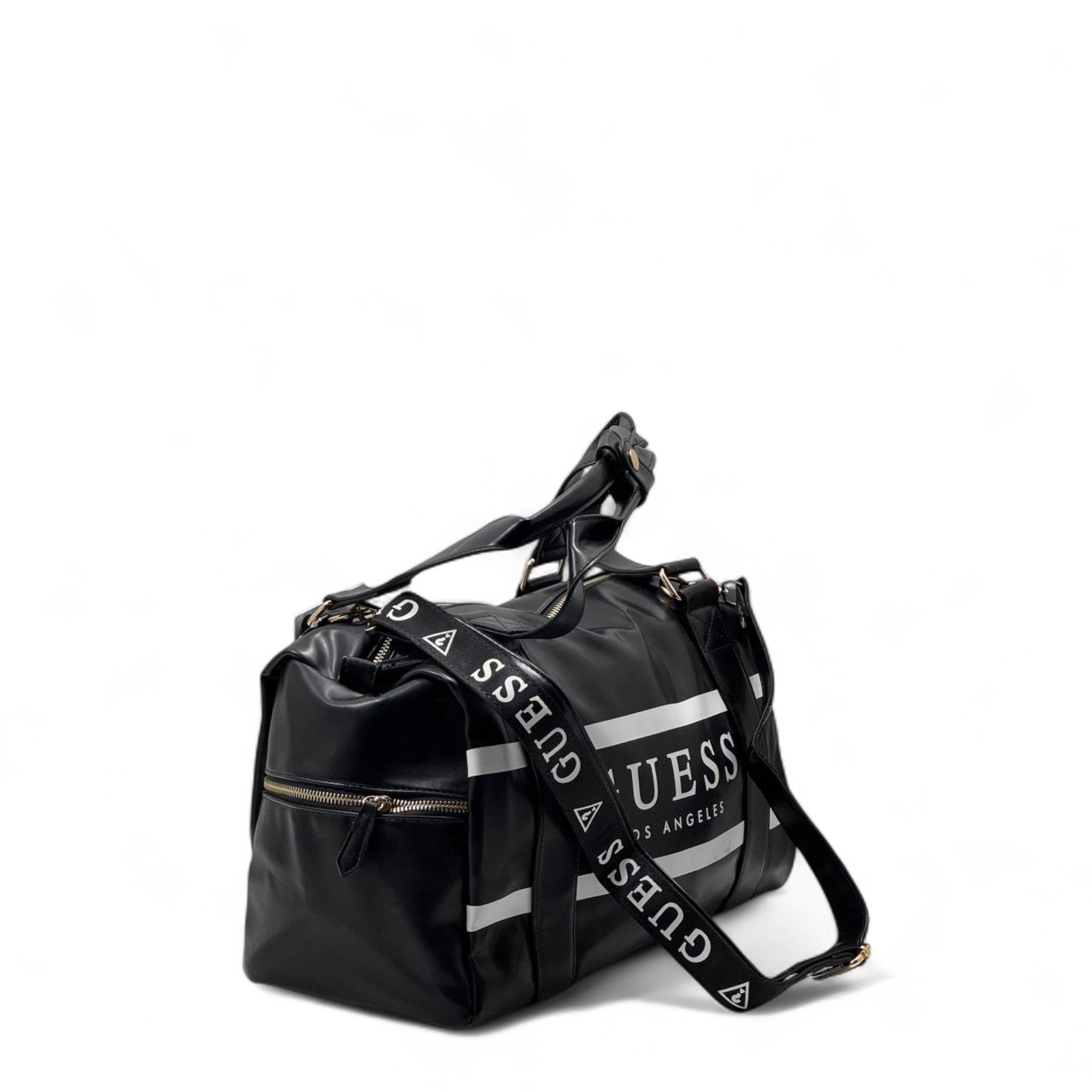 GUESS Los Angeles Duffel Bag 🧳 – Black Faux Leather Gym & Travel Essential
