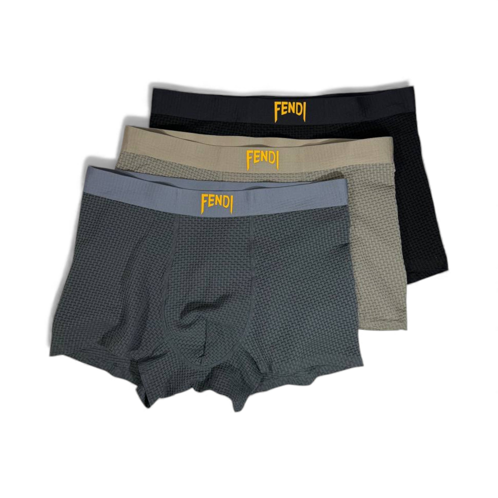 🩲 Fendi Men’s Textured Boxer Briefs – Luxury Comfort 3-Pack