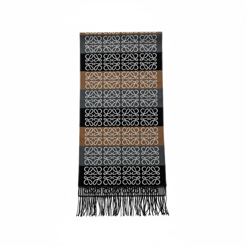 š§£ Loewe Anagram Colorblock Scarf ā Bold Neutral Luxury