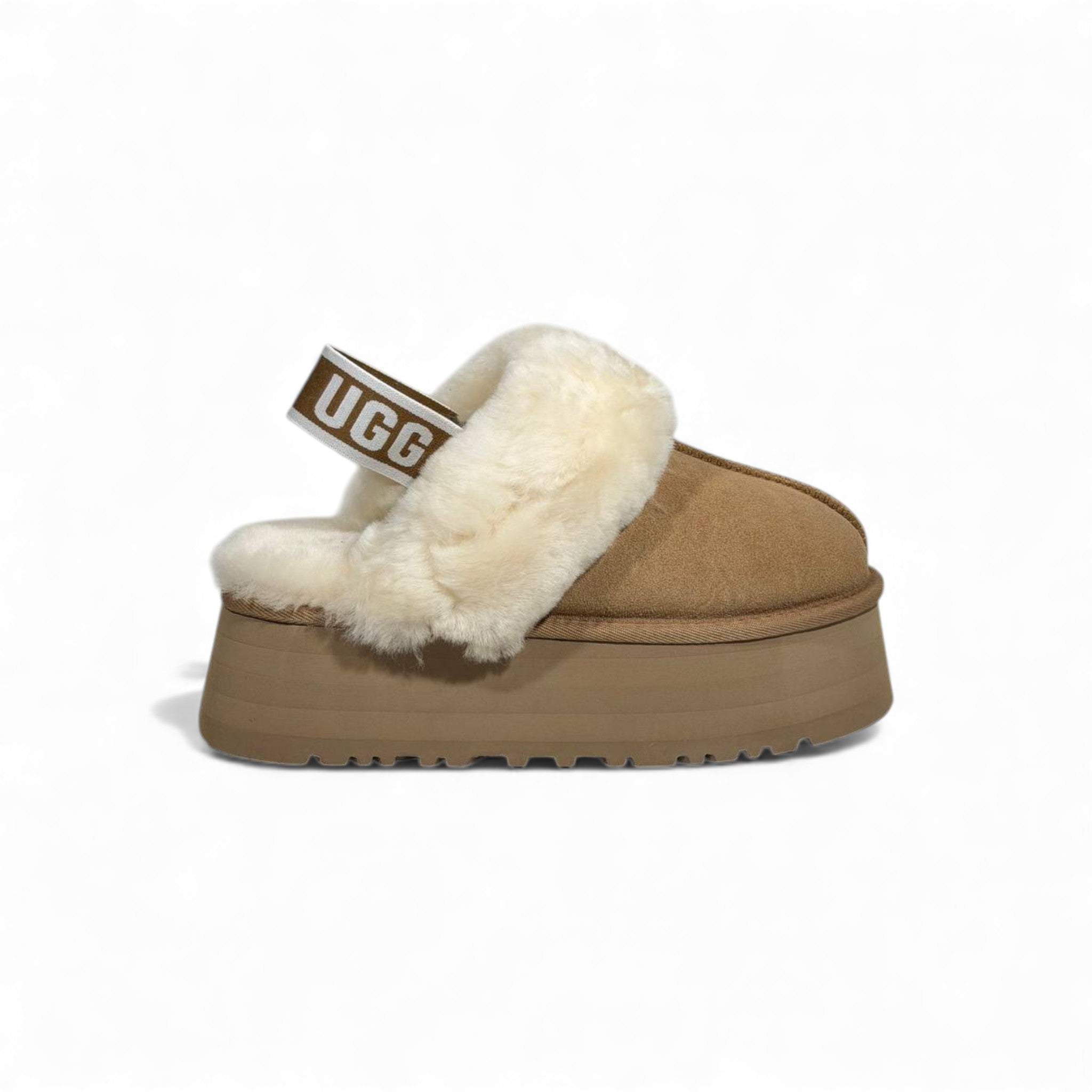 UGG Platform Cozy Slippers – Chestnut Faux Fur Edition 🤎❄️