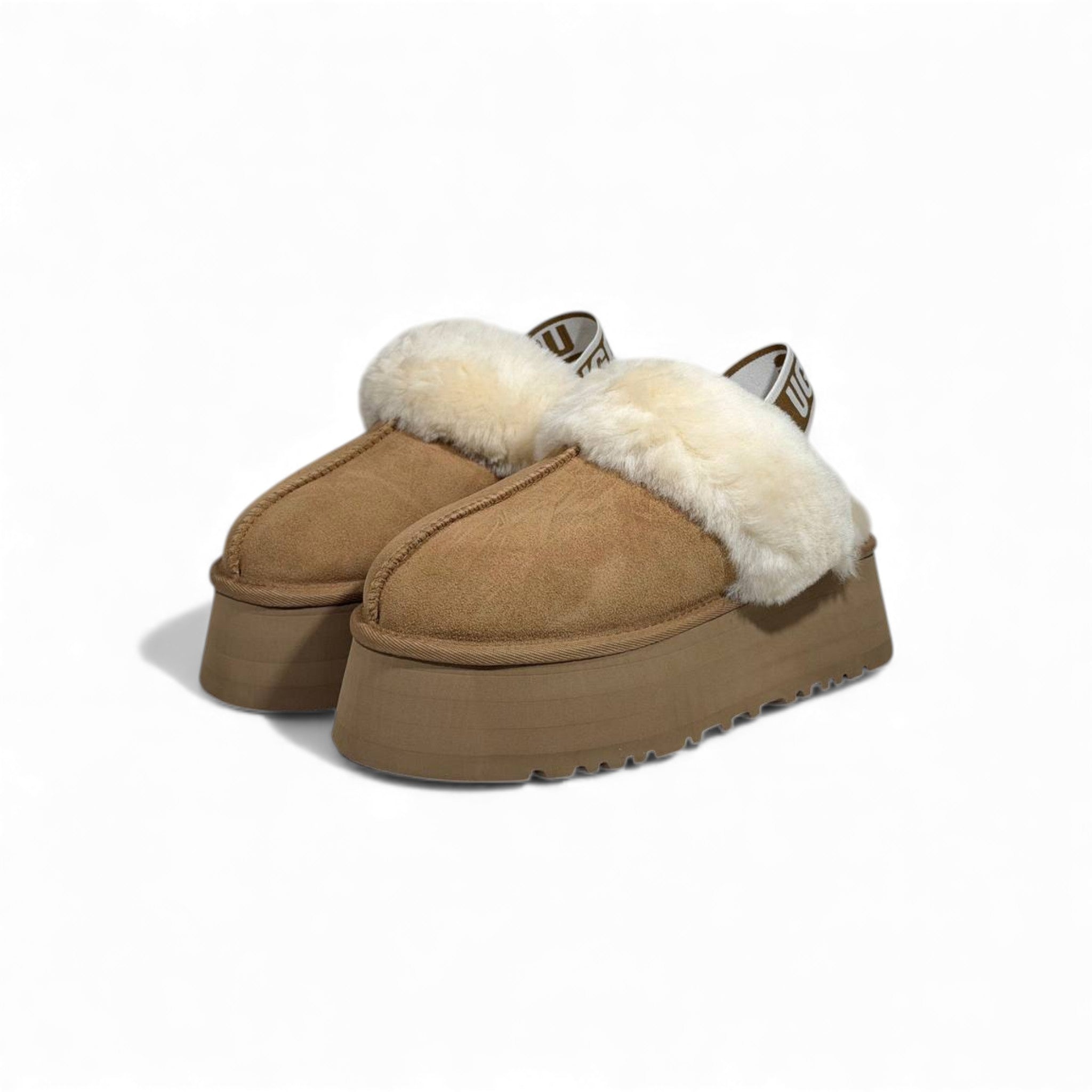 UGG Platform Cozy Slippers – Chestnut Faux Fur Edition 🤎❄️