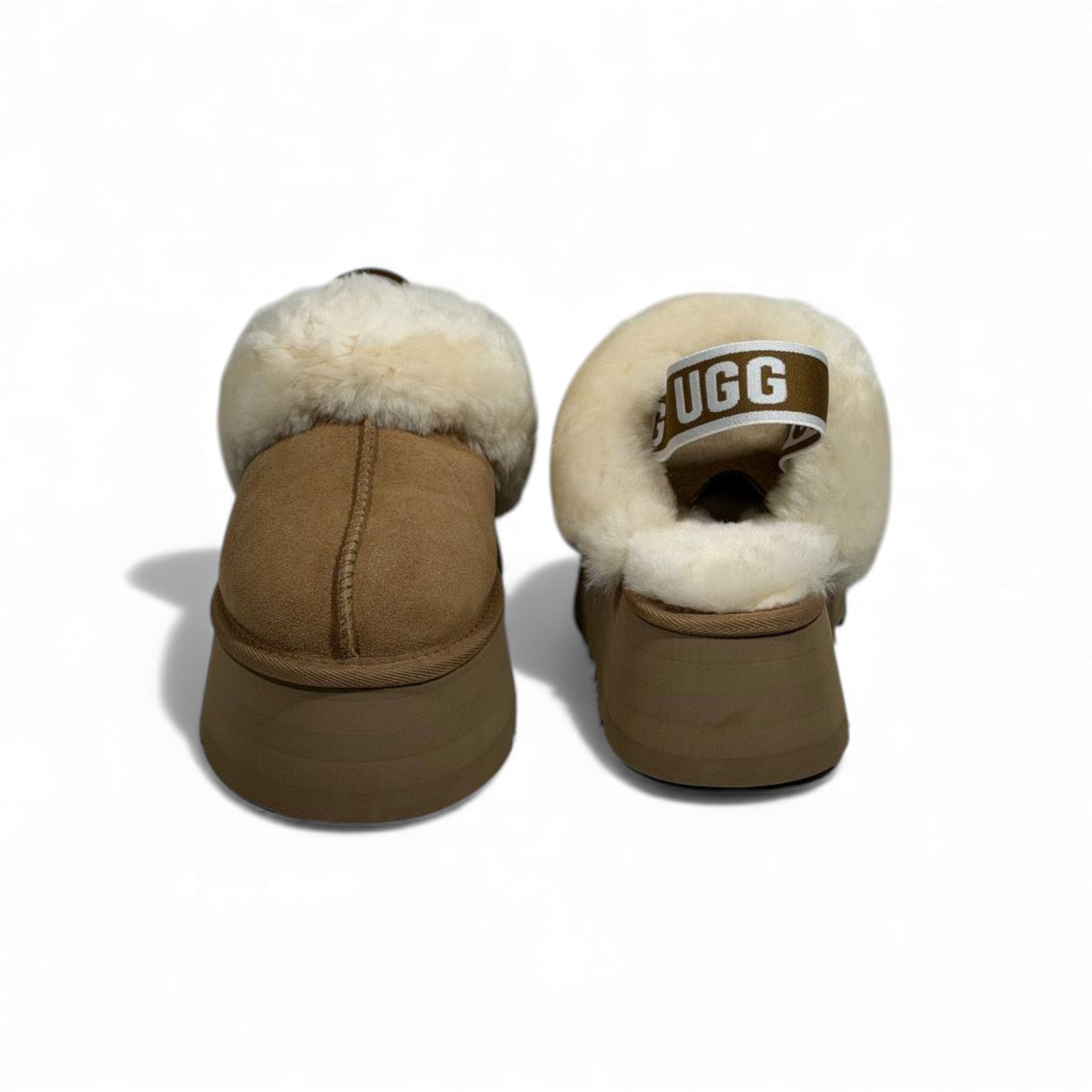 UGG Platform Cozy Slippers – Chestnut Faux Fur Edition 🤎❄️