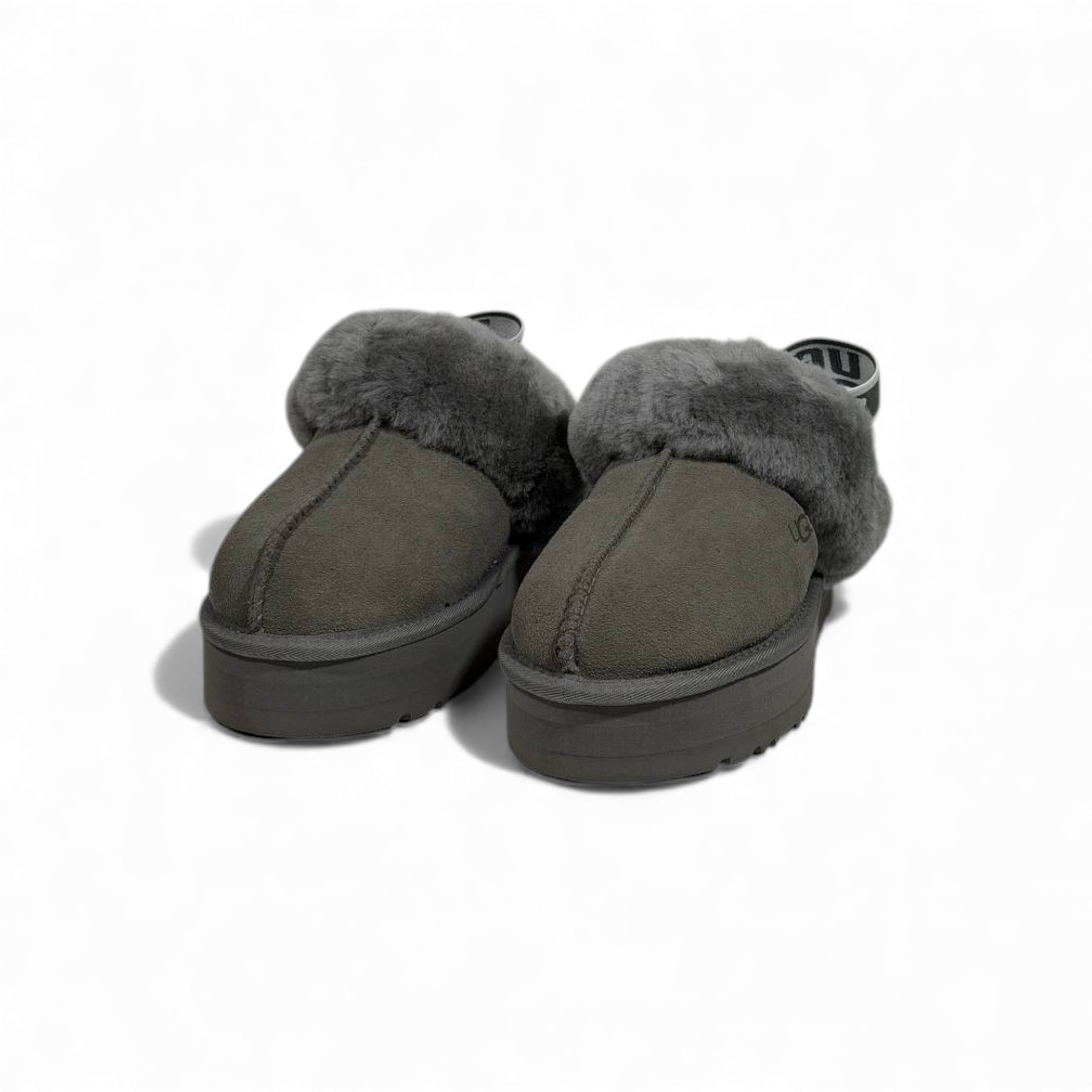 UGG Platform Cozy Slippers – Charcoal Grey Fur Edition 🩶❄️