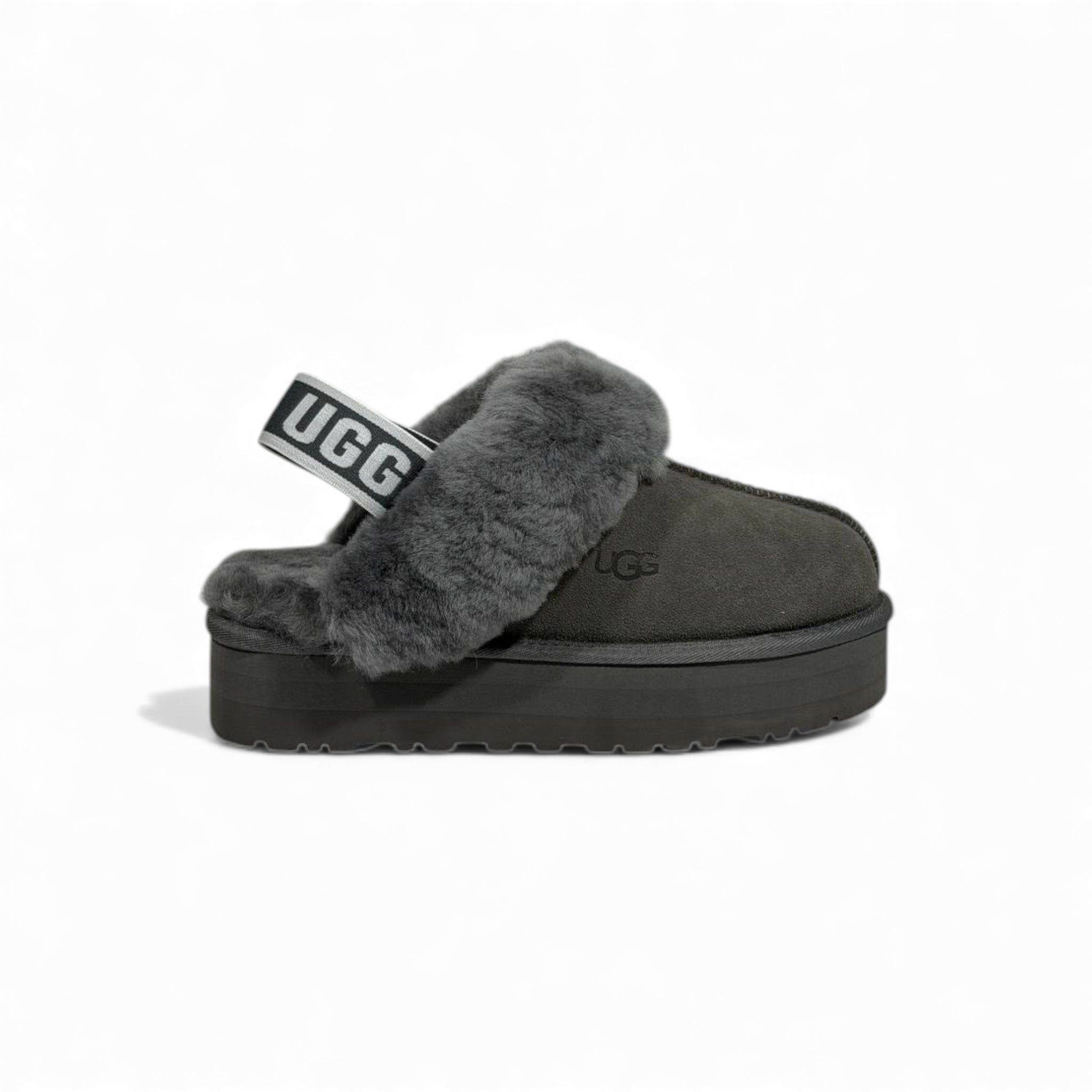 UGG Platform Cozy Slippers – Charcoal Grey Fur Edition 🩶❄️
