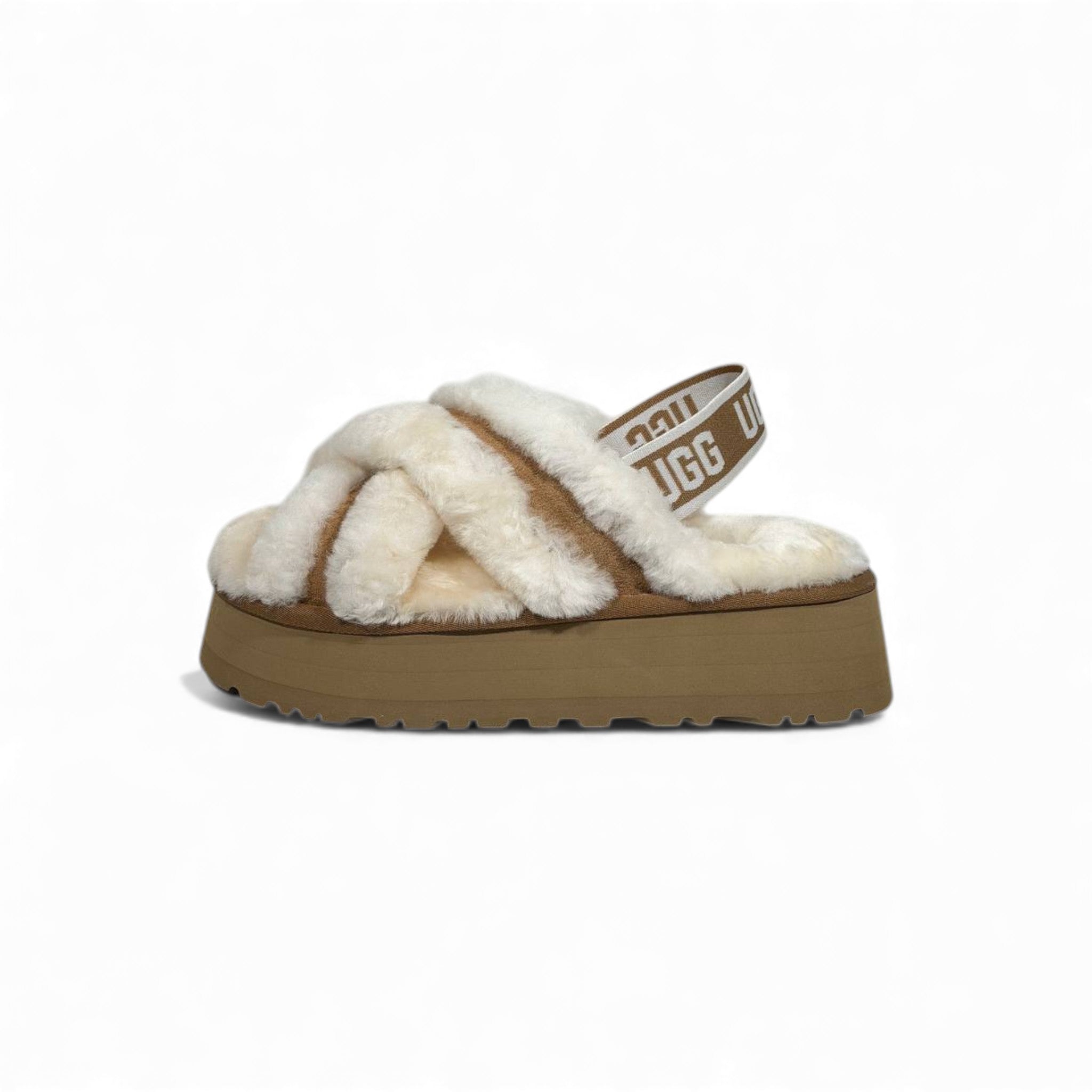 UGG Fluff Cross Platform Slippers – Cream Cloud Comfort 🤍✨