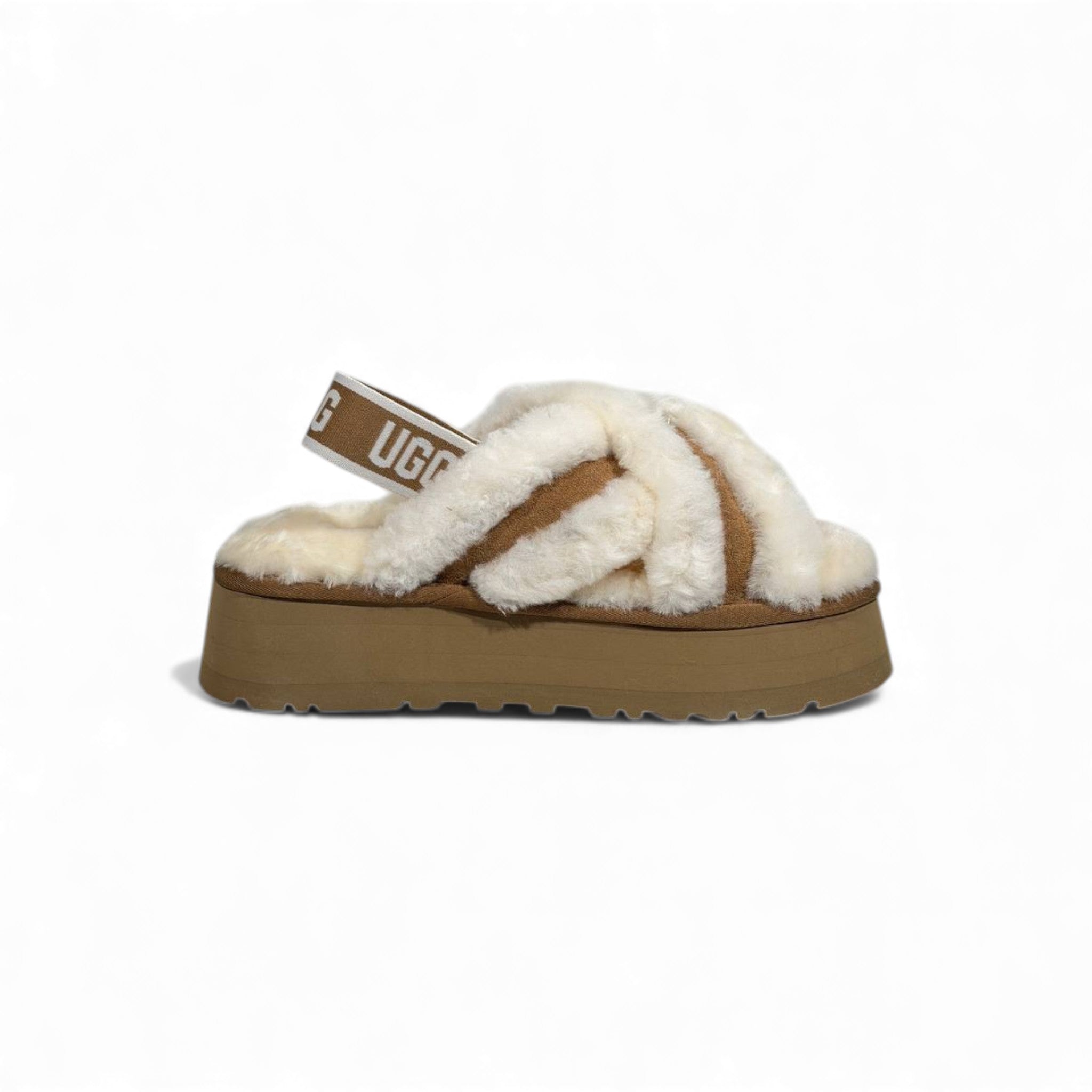 UGG Fluff Cross Platform Slippers – Cream Cloud Comfort 🤍✨