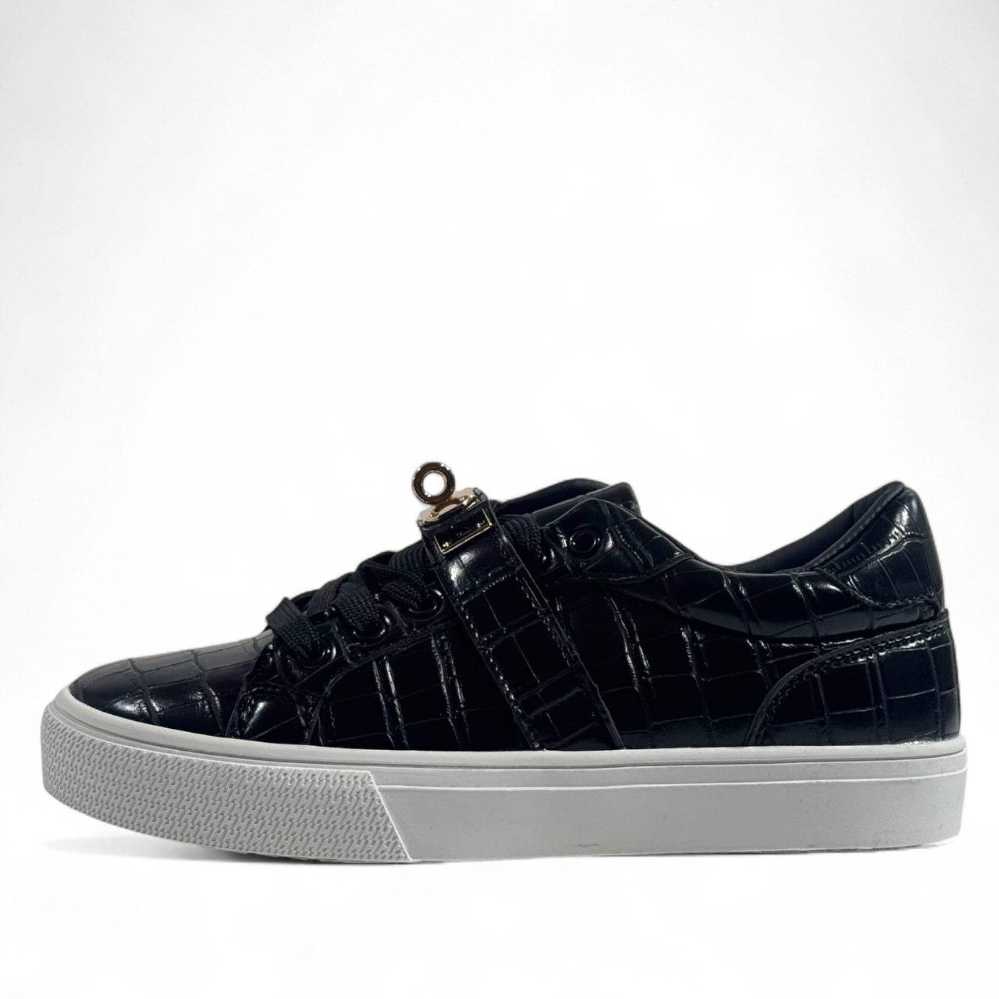 Hermès Black Croc-Embossed Luxury Sneakers with Gold Hardware ✨👟