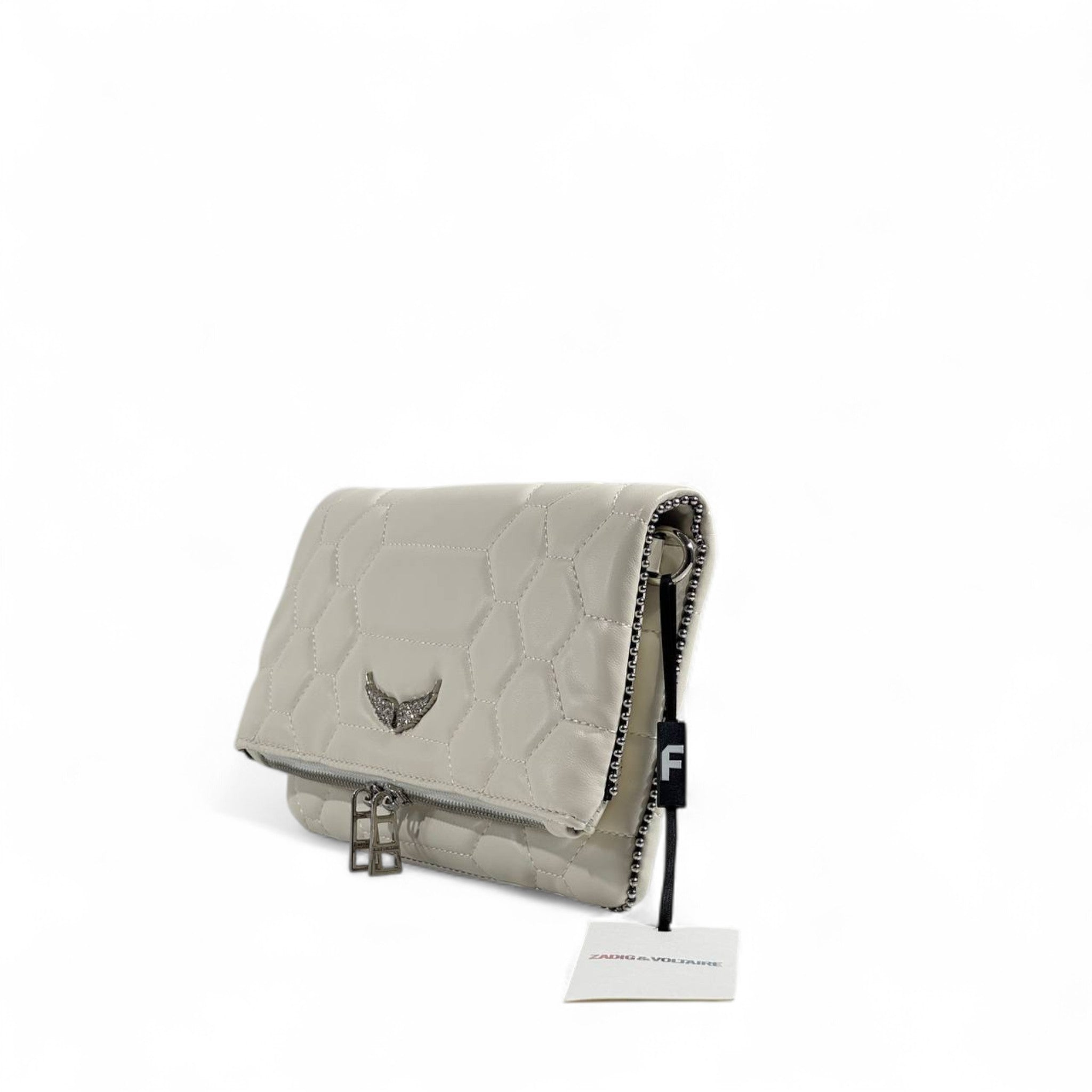Zadig & Voltaire Quilted Wing Emblem Crossbody Bag – Light Beige 🤍✨