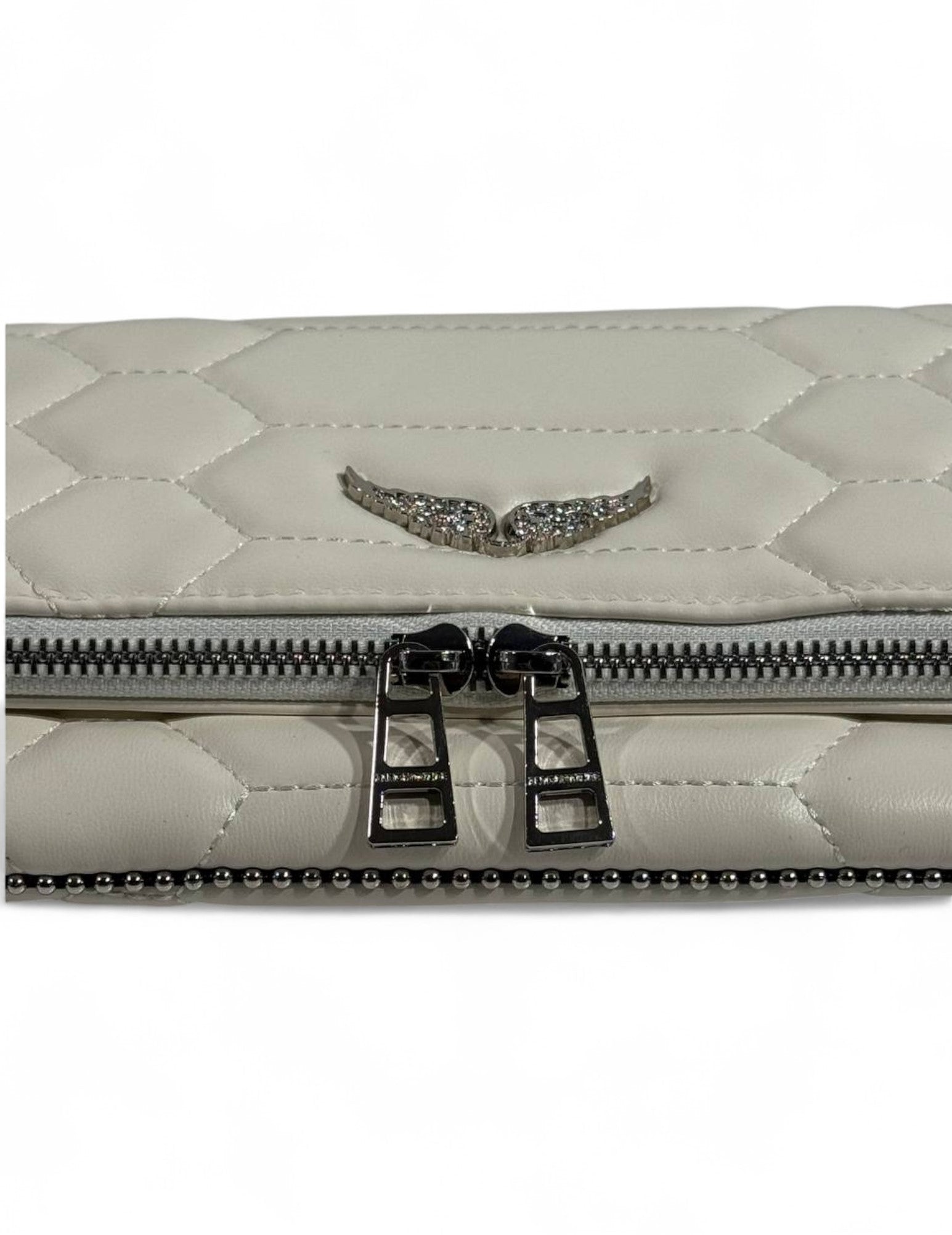 Zadig & Voltaire Quilted Wing Emblem Crossbody Bag – Light Beige 🤍✨