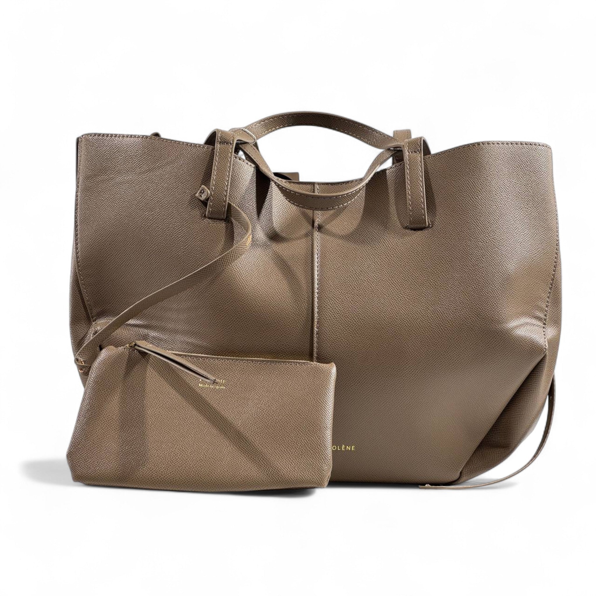 Polène Numéro Dix Tote Bag – Taupe Leather with Pouch 🤎✨