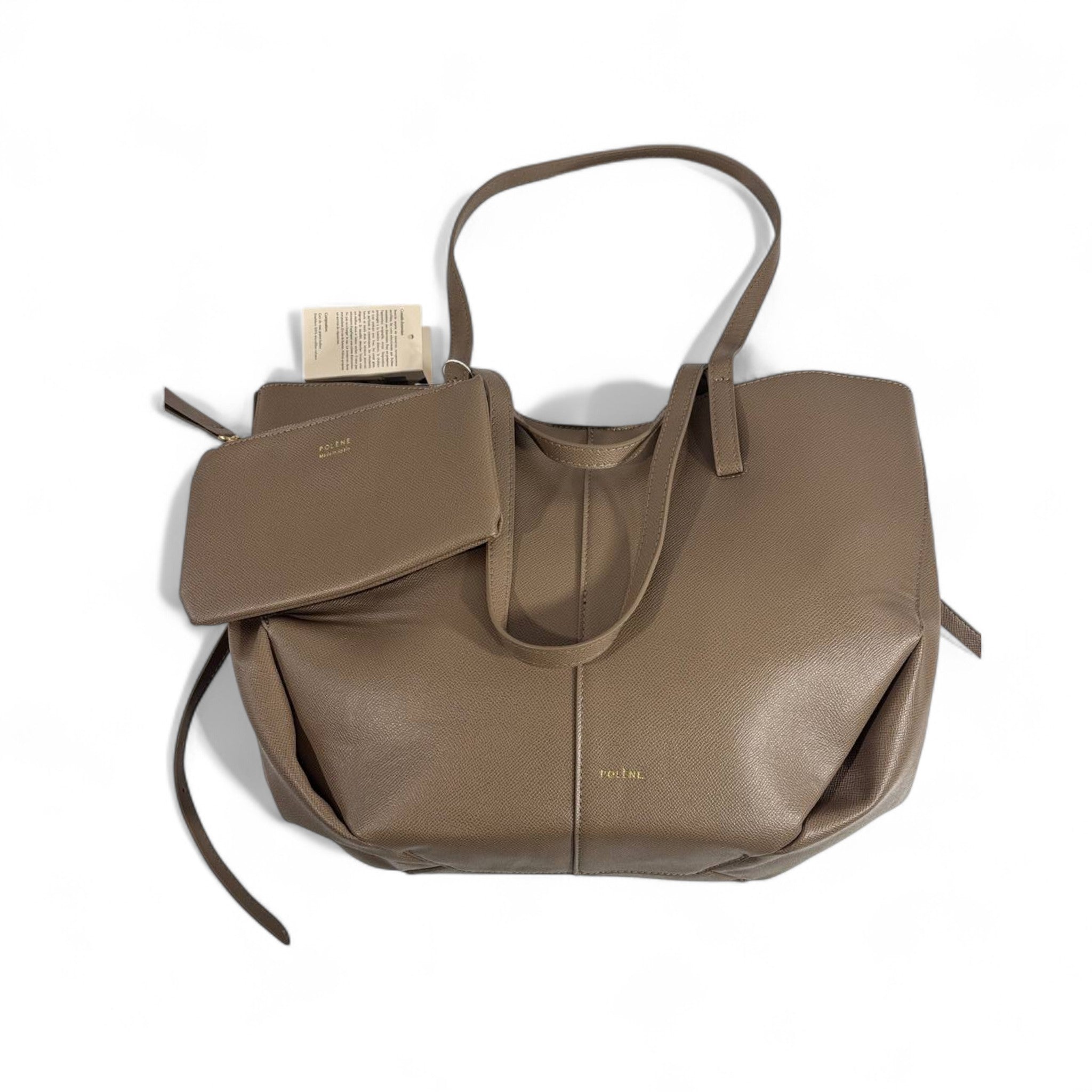 Polène Numéro Dix Tote Bag – Taupe Leather with Pouch 🤎✨