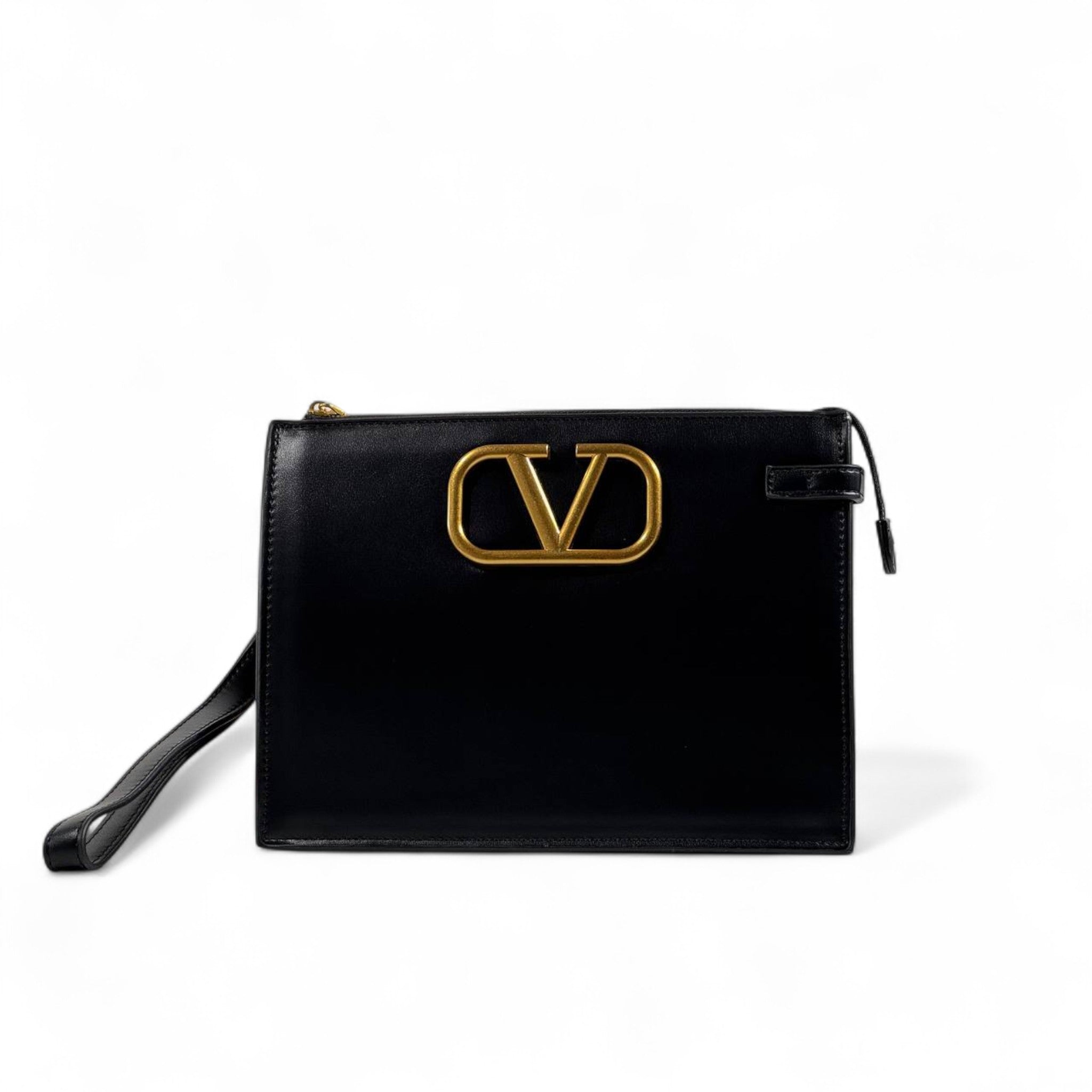 Valentino Garavani VLogo Black Leather Pouch – Gold Hardware 🖤✨