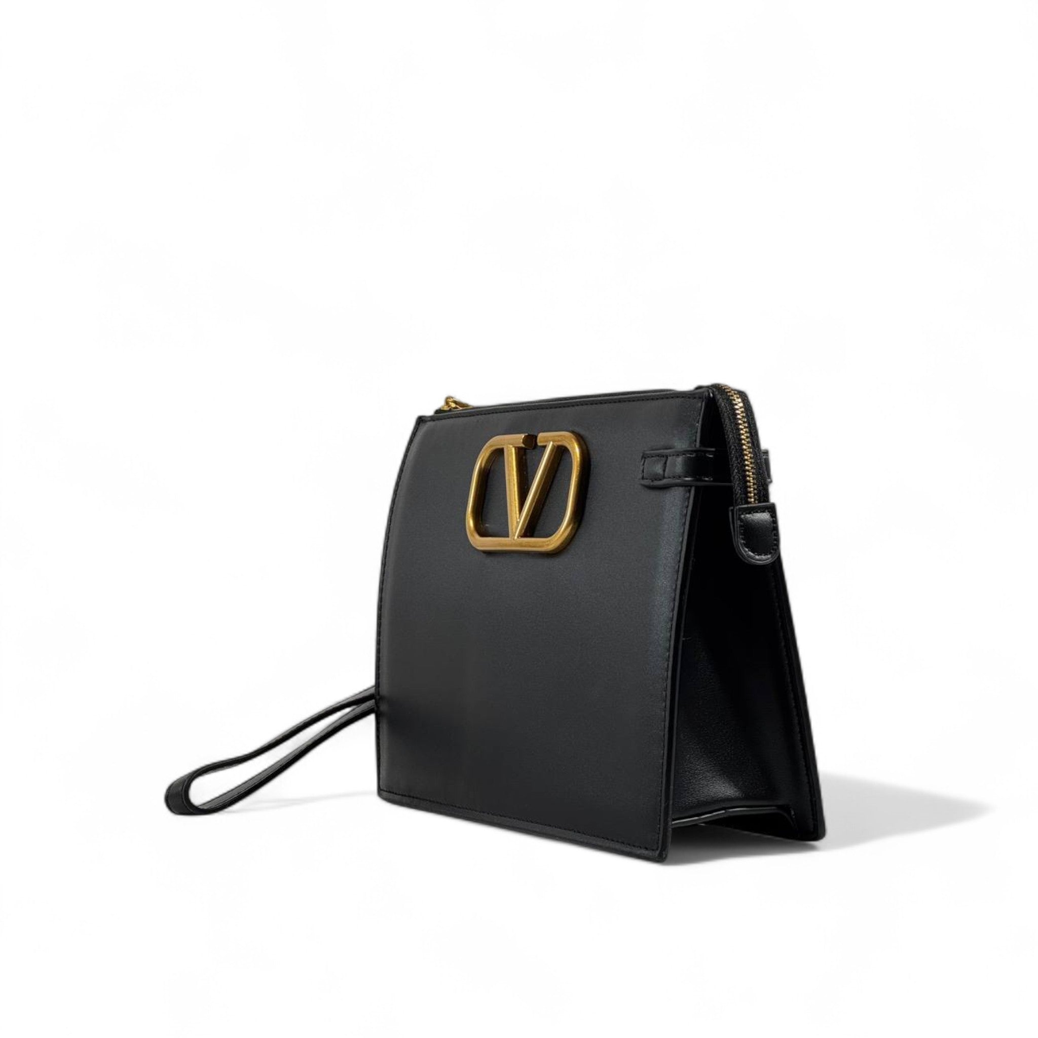Valentino Garavani VLogo Black Leather Pouch – Gold Hardware 🖤✨