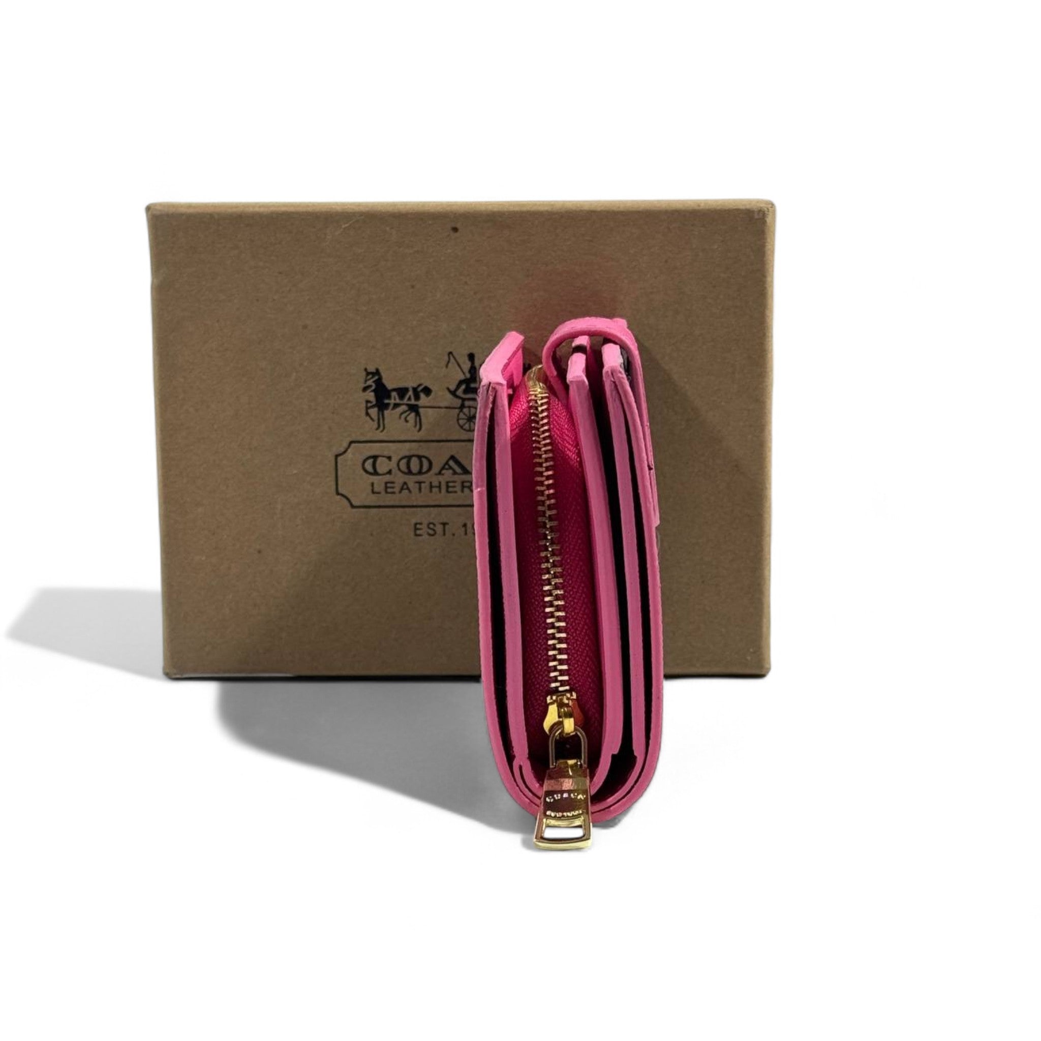 💖 Coach Signature Brown & Pink Leather Wallet – Bold, Chic & Playful ✨