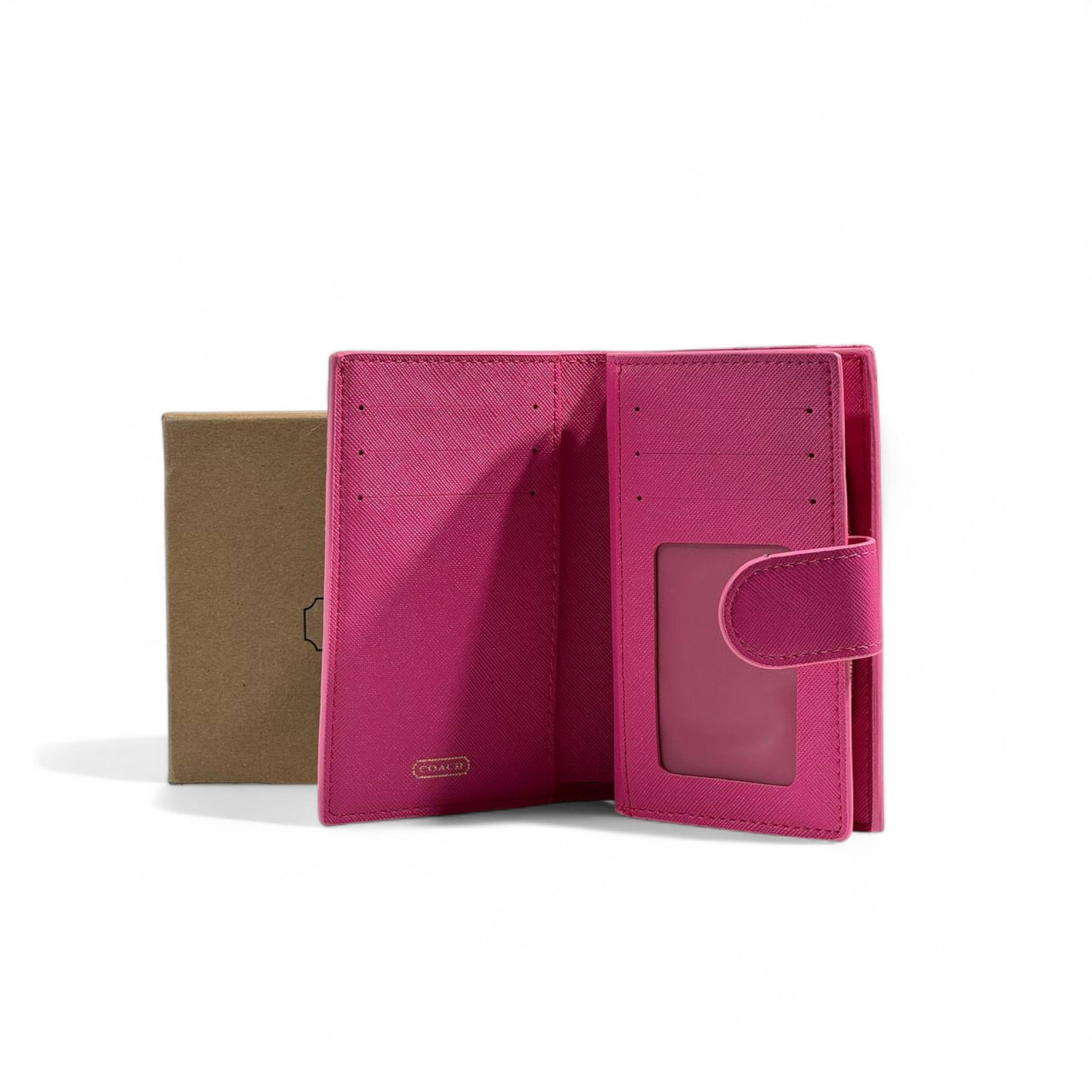 💖 Coach Signature Brown & Pink Leather Wallet – Bold, Chic & Playful ✨