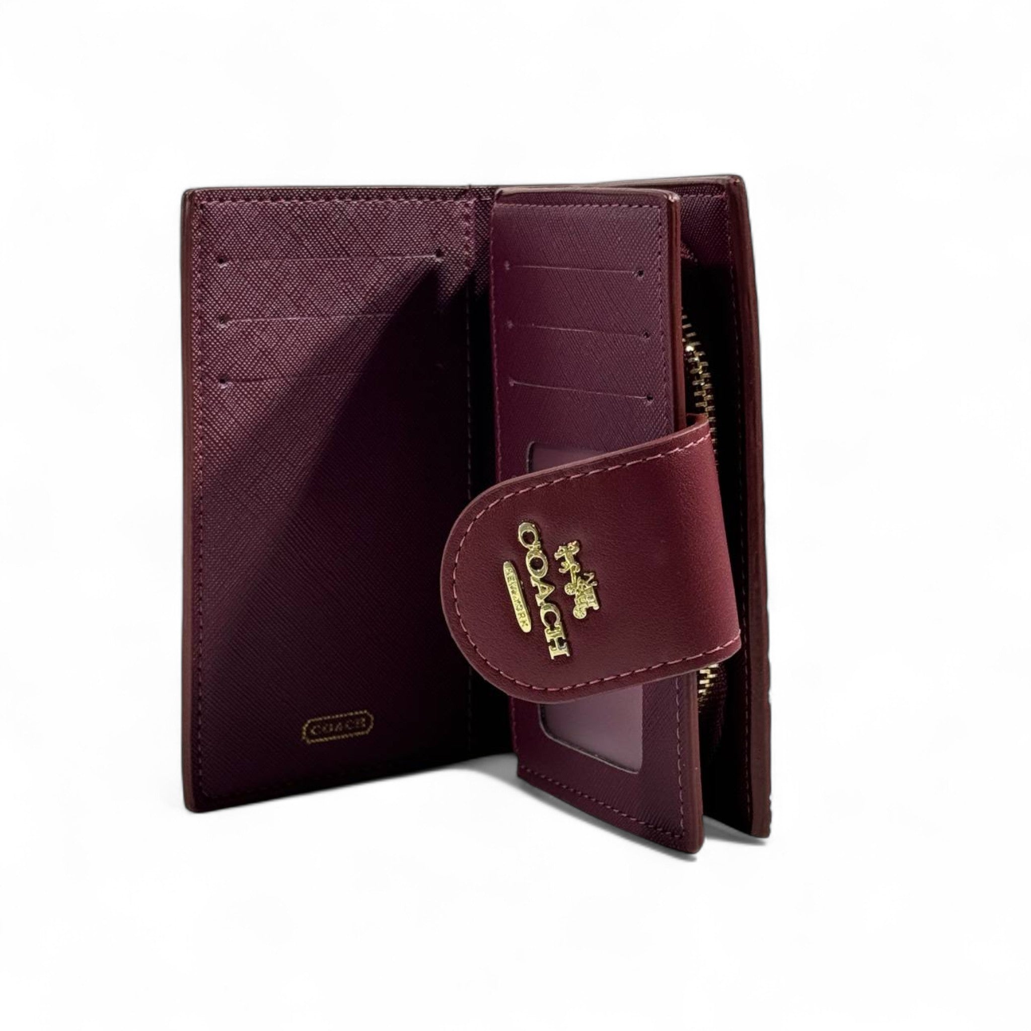 🍷 Coach Signature Burgundy Embossed Wallet – Elegant, Rich & Timeless ✨