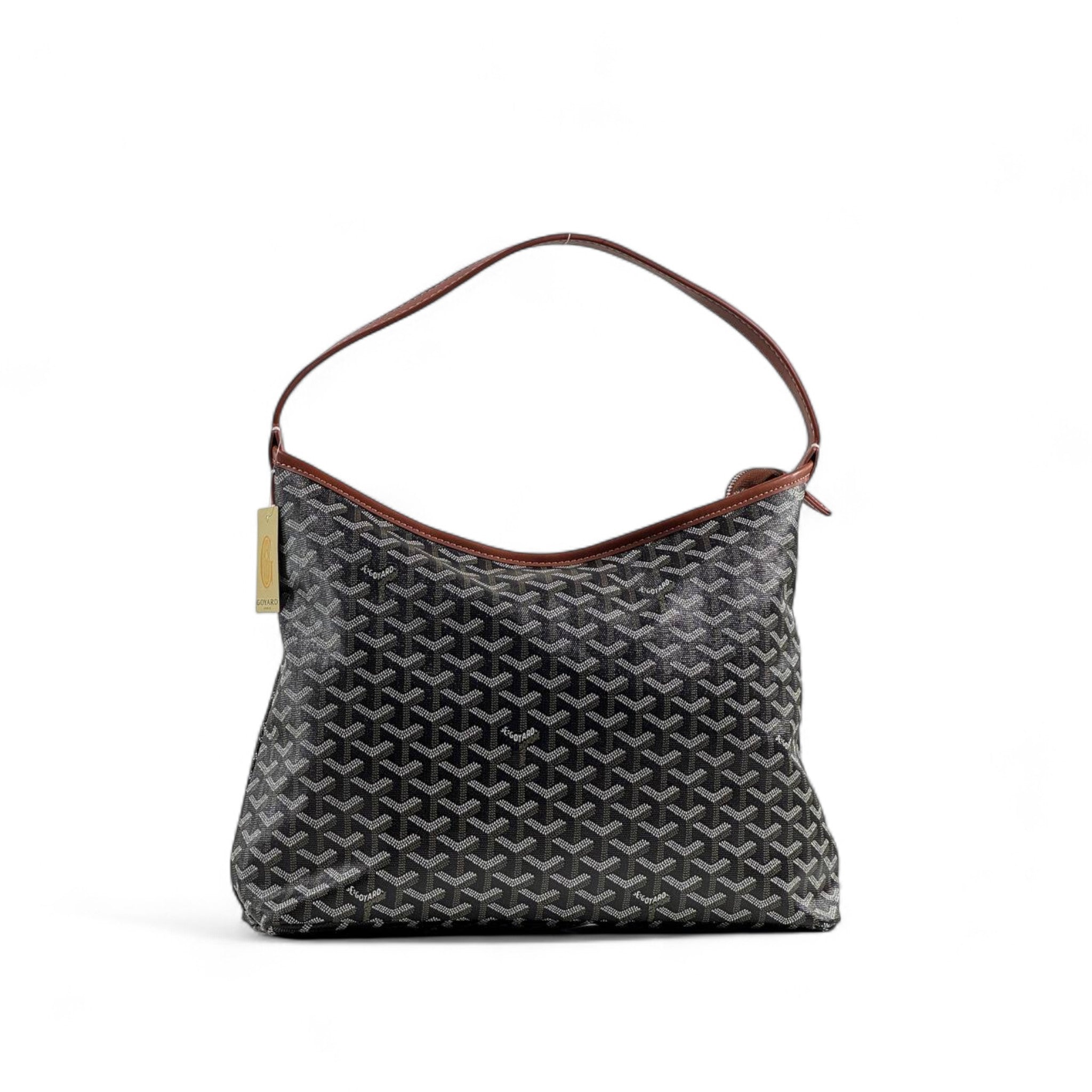 🖤🤎 Goyard Black Shoulder Bag with Brown Trim & Pouch – Elegant Contrast, Timeless Luxury ✨
