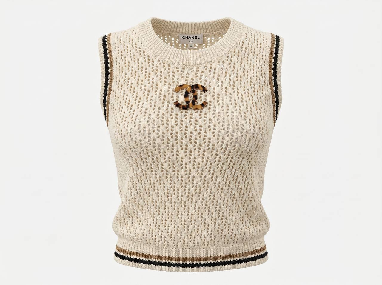 🤍✨ Chanel Open Knit Sleeveless Sweater Vest | Elegant Luxury Chic 🧶