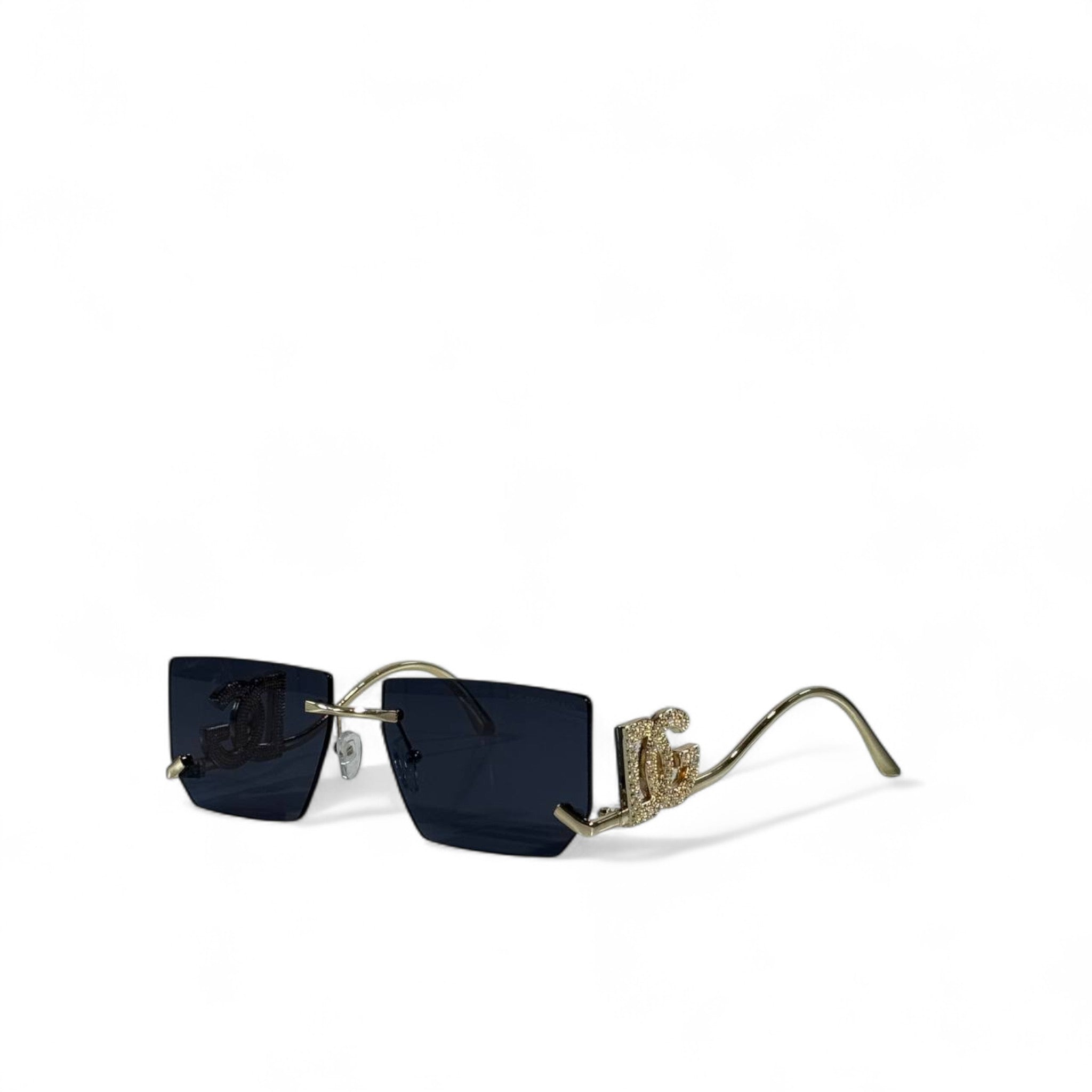 👑 Dolce & Gabbana Rimless Sunglasses – Square Lenses with Gold DG Logo ✨🕶️