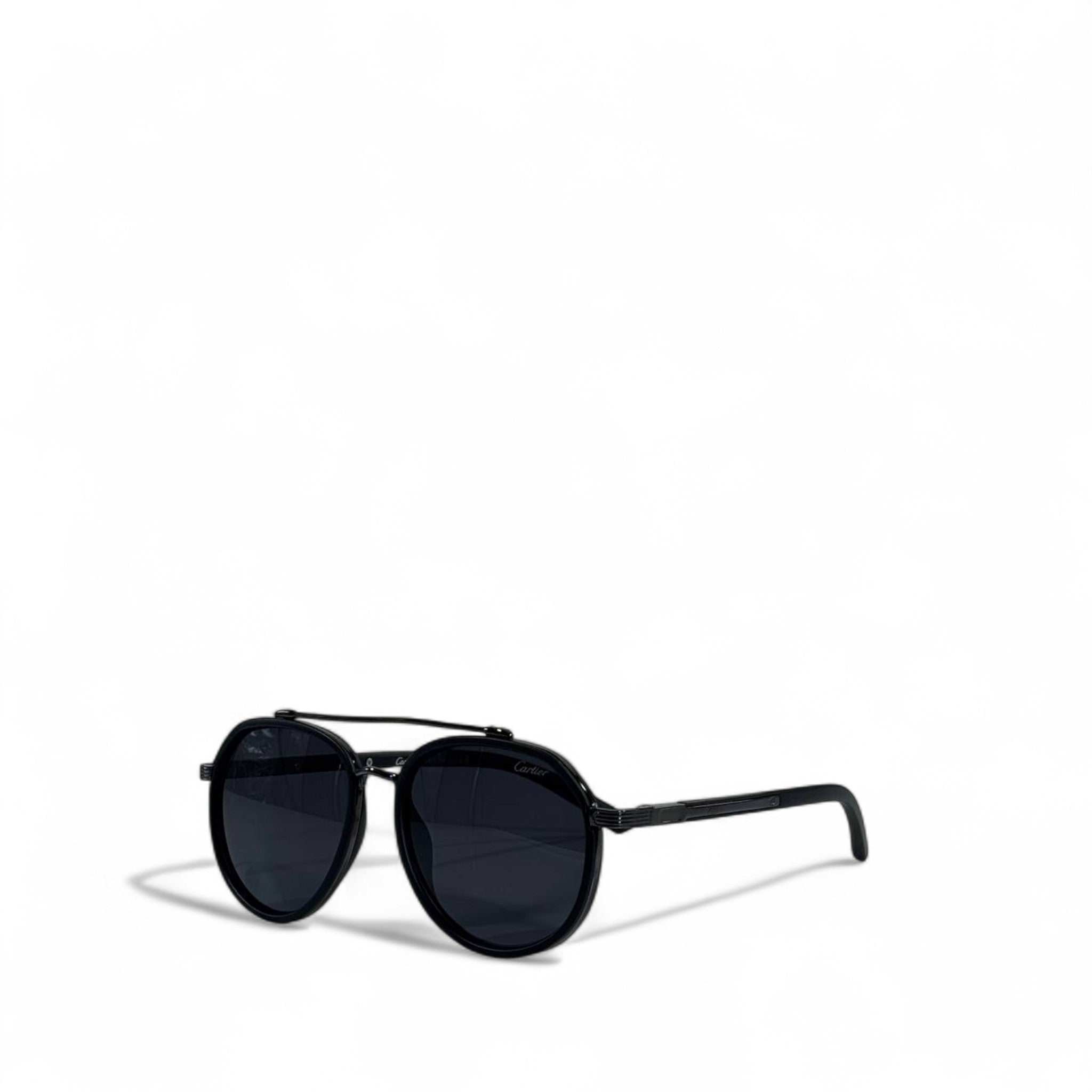 👑 Cartier Sunglasses – Black Round Double-Bridge Frame with Dark Lenses ✨🕶️